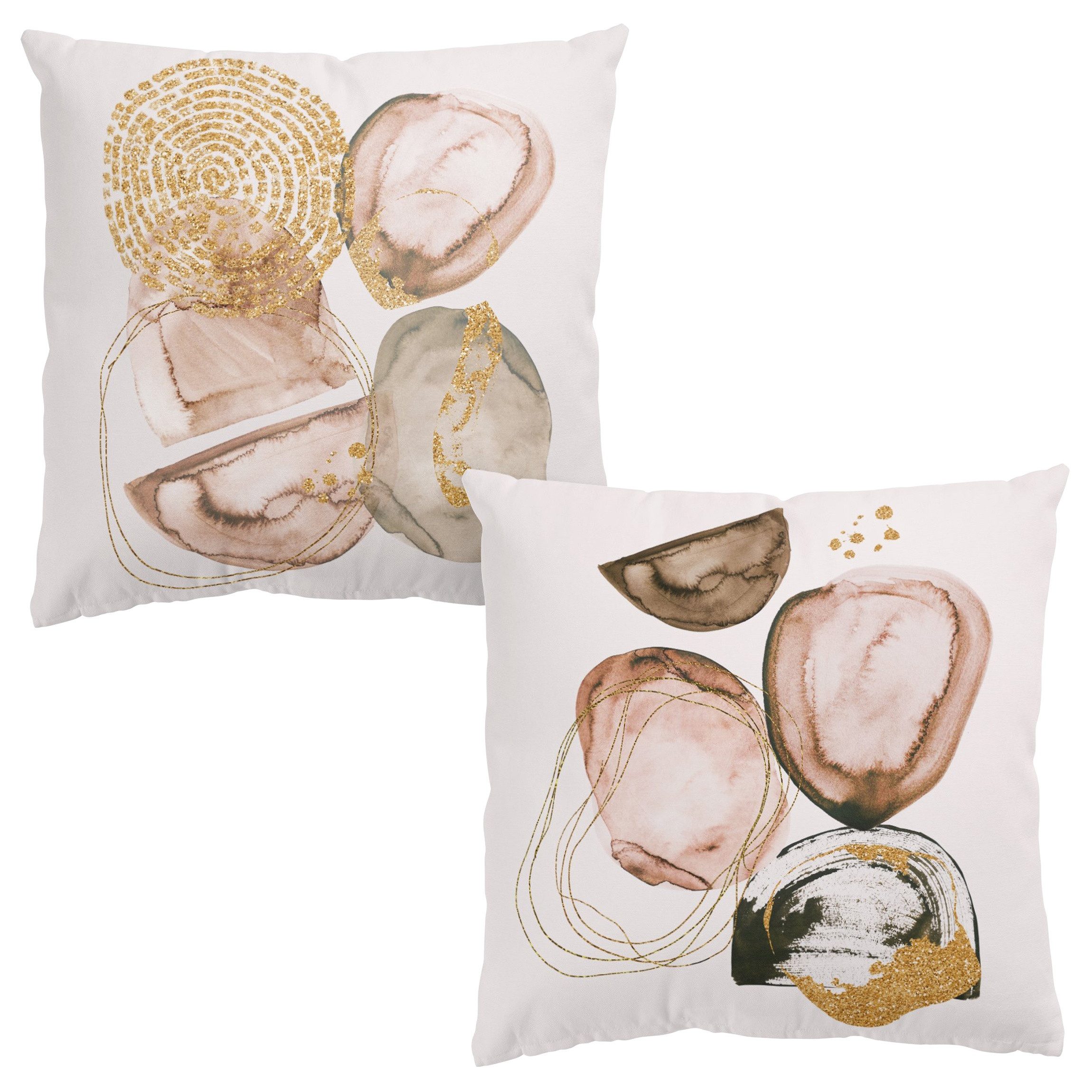 Bilderdepot24 Dekokissen 2-teilig drinnen / draußen Kissenhülle beige originell Abstrakt, Bezug Aquarell mit / ohne Füllung Zierkissen Outdoor Sofa Bett