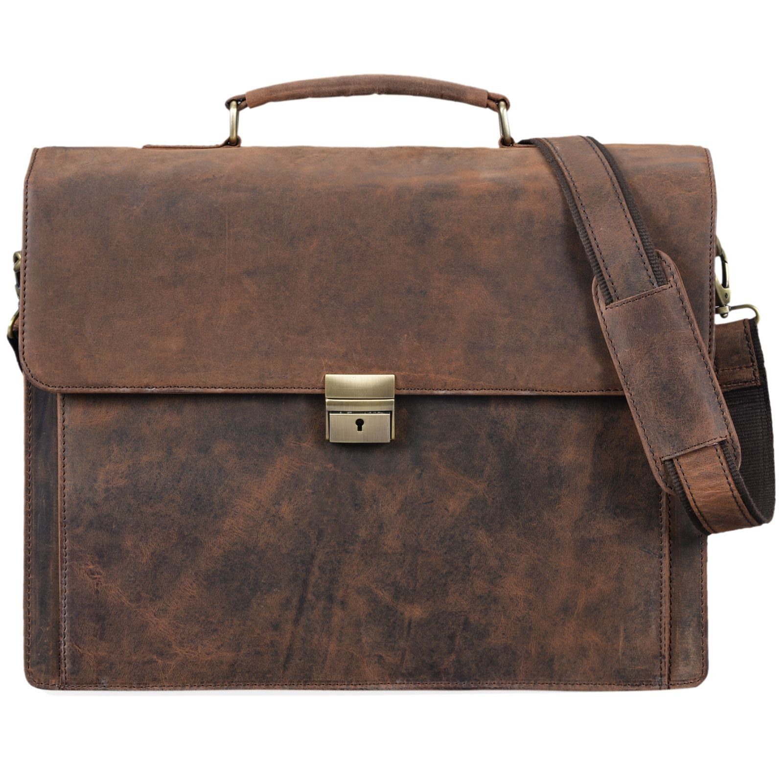 Herren "Johann" Klassische Laptoptasche Aktentasche STILORD Damen sepia-braun