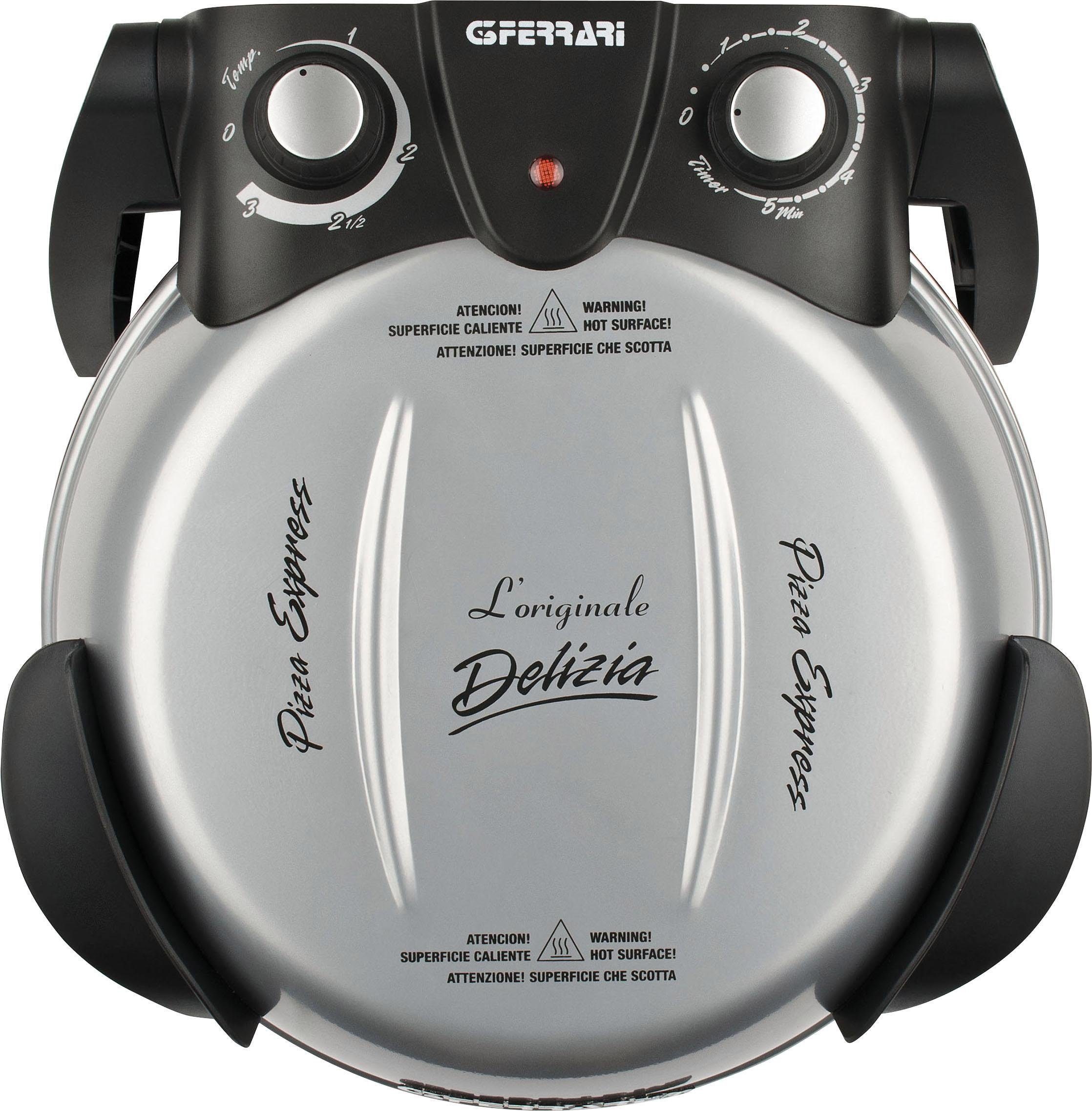 G3 Ferrari Pizzaofen Delizia G1000606 silber inkl. Pizzaschaufel + Rezeptheft, bis 400 °C mit Pizzastein – die Ikone unter den Pizzaöfen