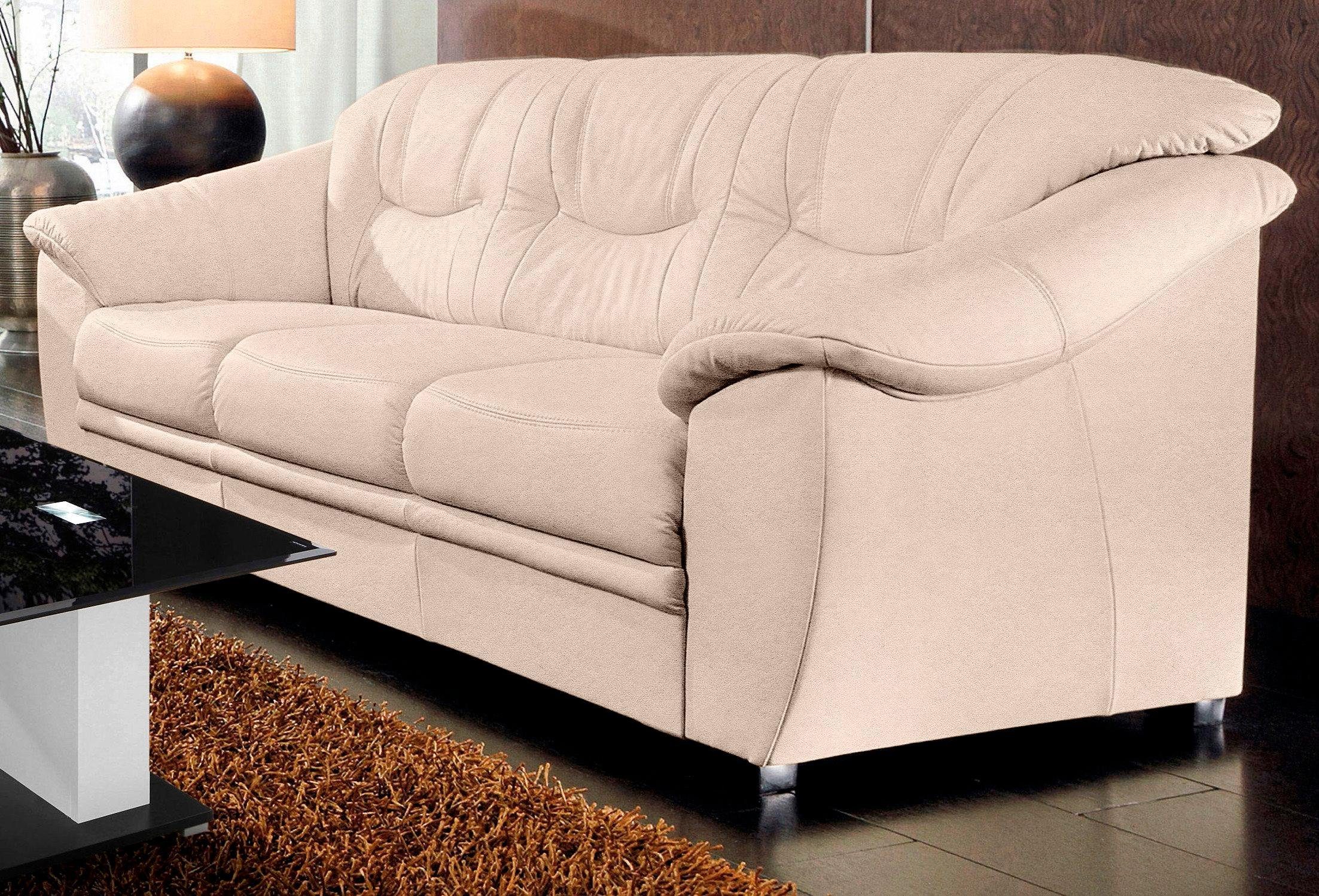 sit&more 3-Sitzer Savona, B: 198 cm, Federkern, Komfortsitzhöhe 46 cm, optional Schlaffunktion, Liegefläche 190x137cm, Stoff- & Lederauswahl