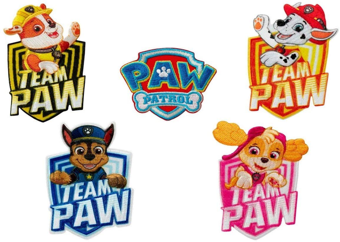 Mono-Quick Aufnäher Bügelbild, Aufbügler, Applikationen, Patches, Flicken, zum aufbügeln, Polyester, Paw Patrol © Set 5 Stück Team Chase Marshall Skye