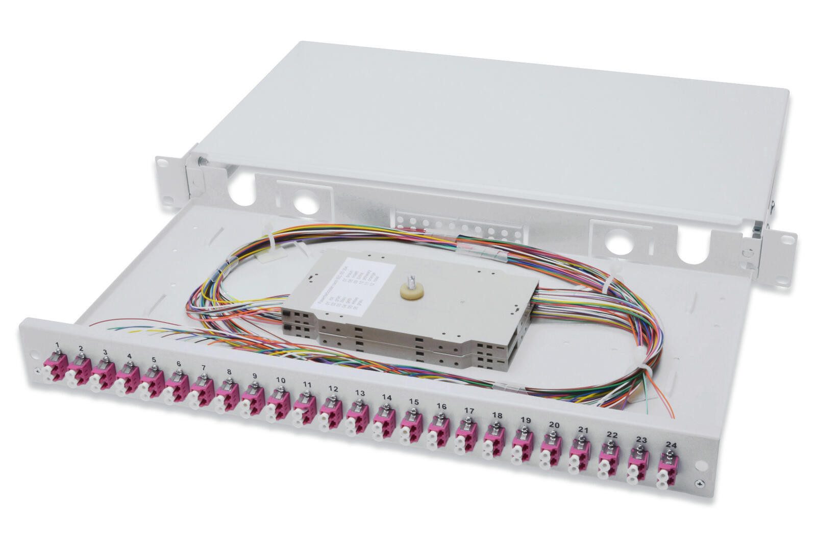 Digitus LWL Spleißbox, 1HE, bestückt, 24x LC DX, OM4 Netzwerk-Switch