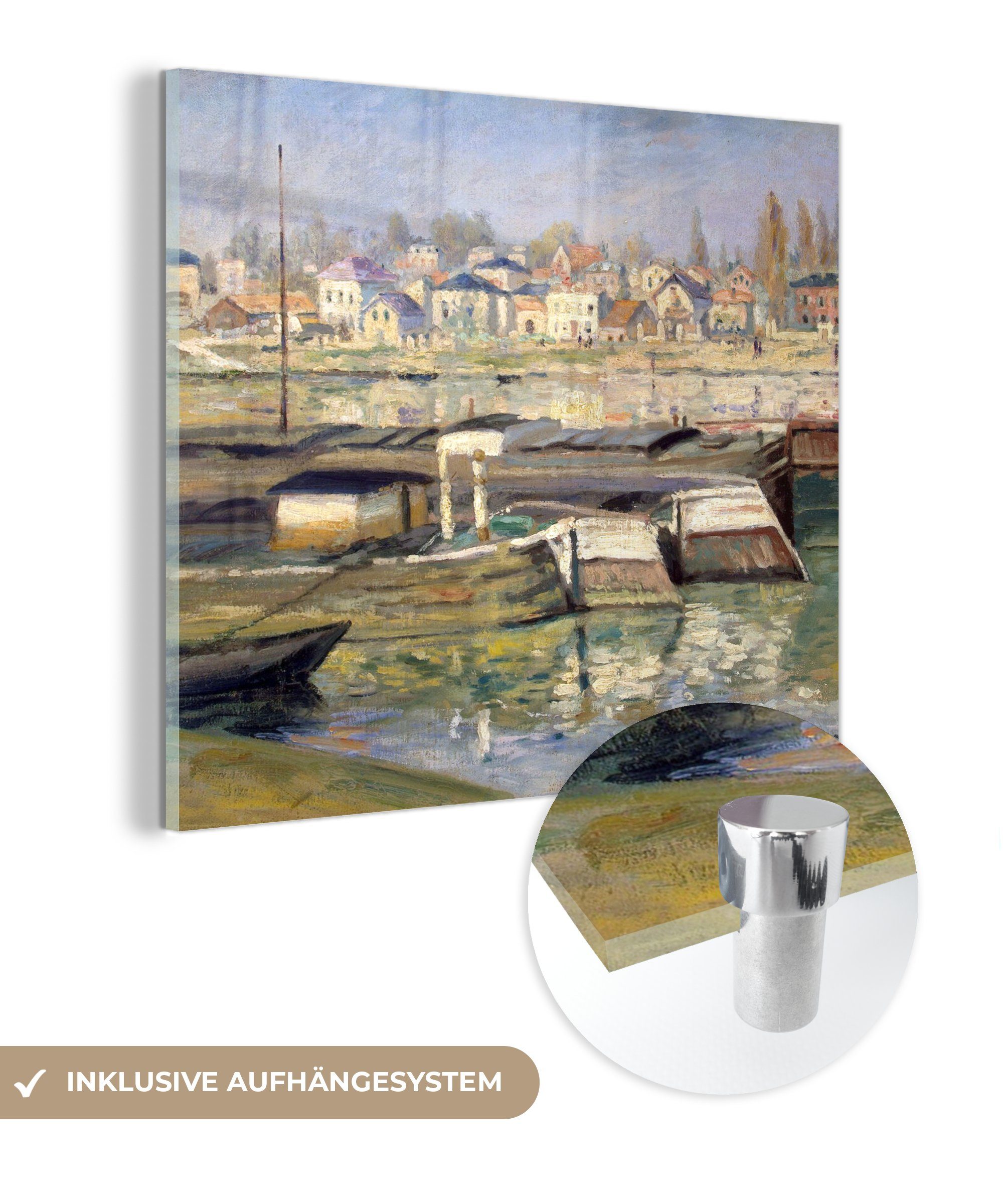 MuchoWow Acrylglasbild Die Seine bei Asnières - Claude Monet, (1 St), Glasbilder - Bilder auf Glas Wandbild - Foto auf Glas - Wanddekoration