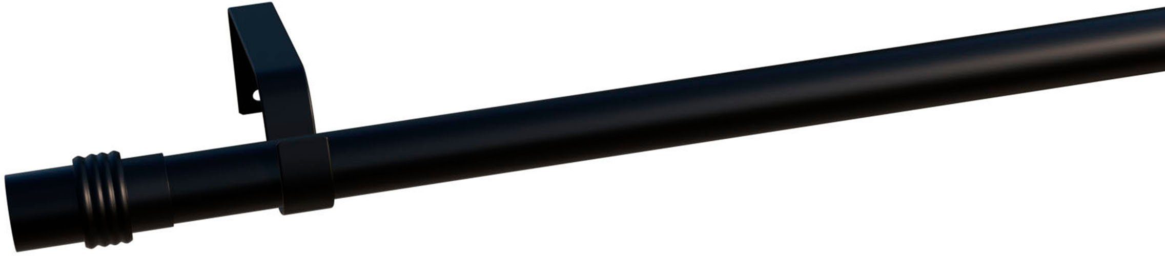 Wunschmaßlänge, Gardinenstange Eisen mit Zylinder, verschraubt, indeko, 16 Ø mm, 1-läufig, Bohren, schwarz