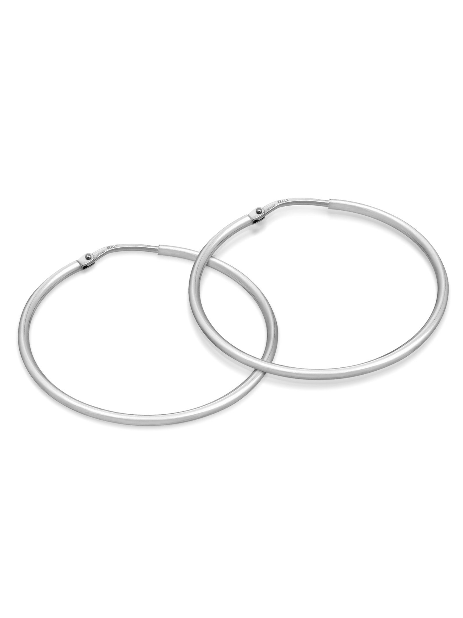 35mm groß, ORBIT Paar Damen rhodiniert rund Kreolen modabilé Silber Kreis, Ohrringe 925, Creolen kreisförmig