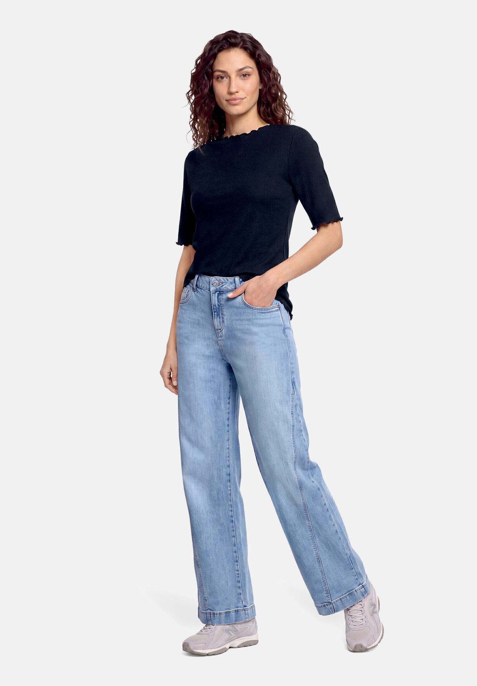 Cartoon Kurzarmshirt Damen mit Kragen (1-tlg)