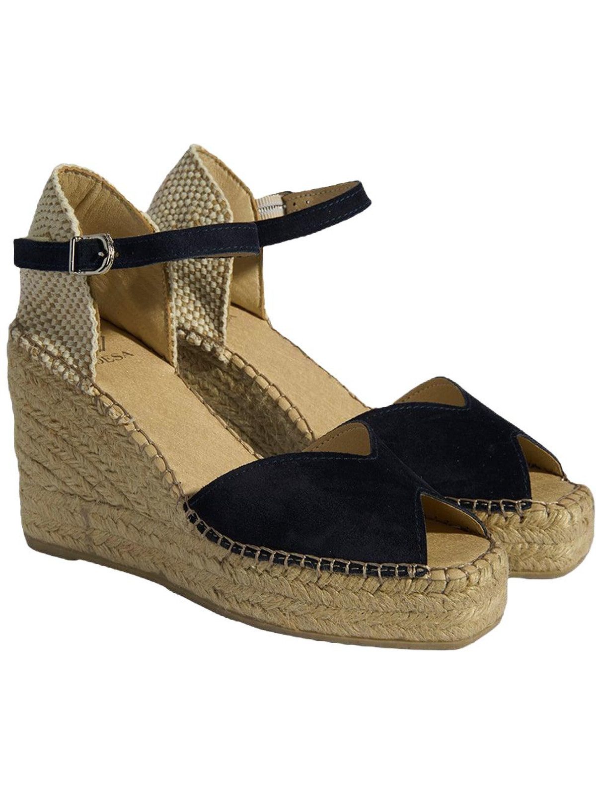 Desa DESA Damen-Espadrilles-Sandalen aus Wildleder mit Schnalle und 10 cm K Slipper