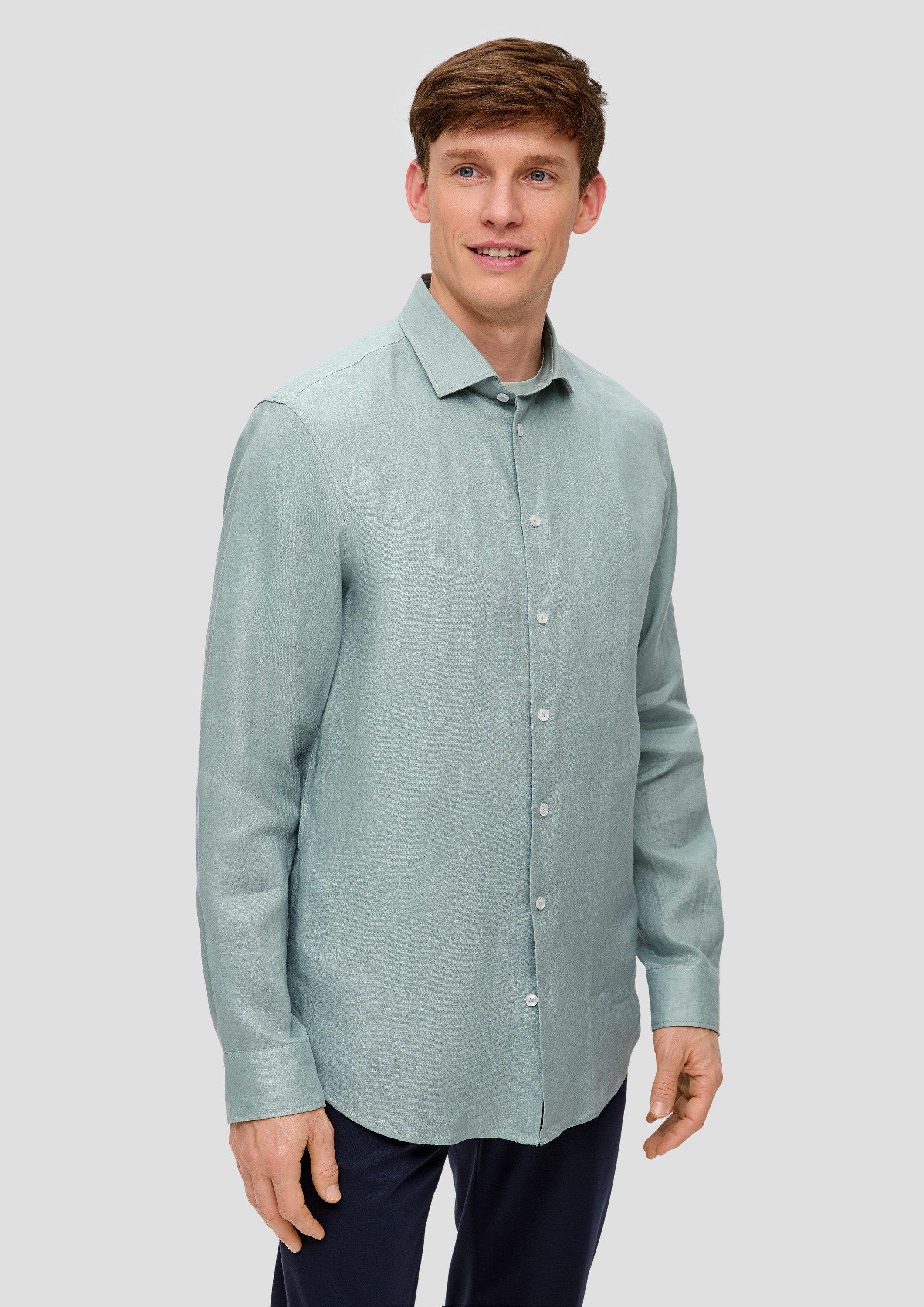 s.Oliver Langarmhemd Hemd Glänzendes Tailored Fit günstig online kaufen