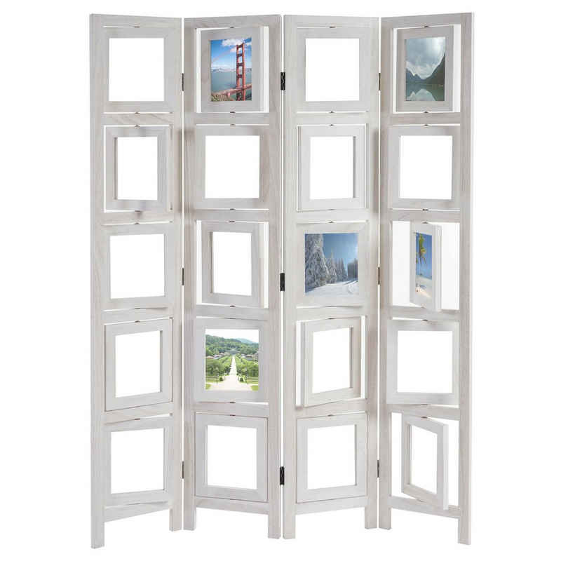 MCW Paravent Bildgalerie II, Fenster mit je zwei Plexiglasplatten, 4 Paneele, drehbare Fotofenster