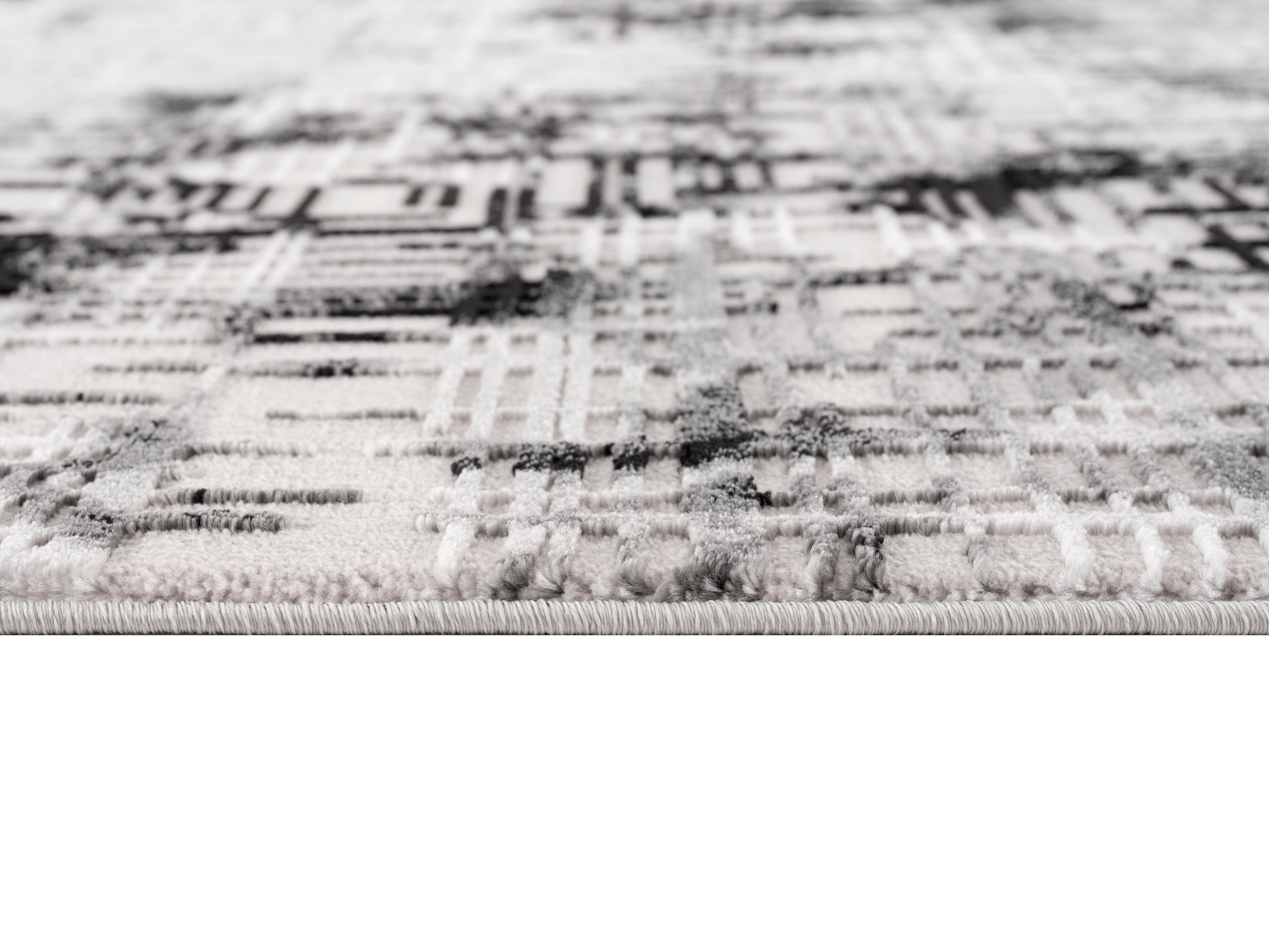 Teppich Cansu, 12 dezenter mm, home, Glanz, Carving-Effekt grau Hoch-Tief-Struktur, Höhe: Schrumpf my Vintage, rechteckig