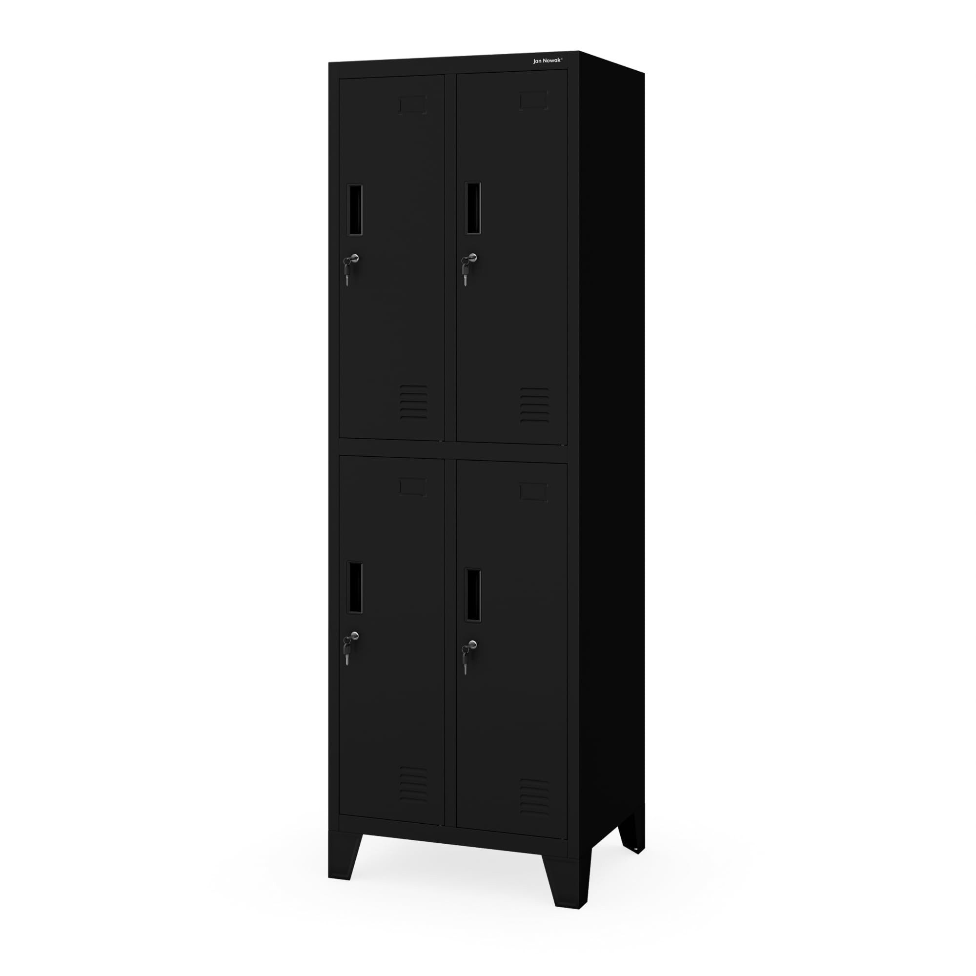 Jan Nowak Mehrzweckschrank Metall Kleiderspind 56 cm BARTEK 2 Plus 4 Fächer abschließbar (0,6 mm 172 x 56 x 45 cm Kleiderstange Wandmontage möglich) Garderobenschrank Schloss je Fach hoch robust 4 Farben PZH