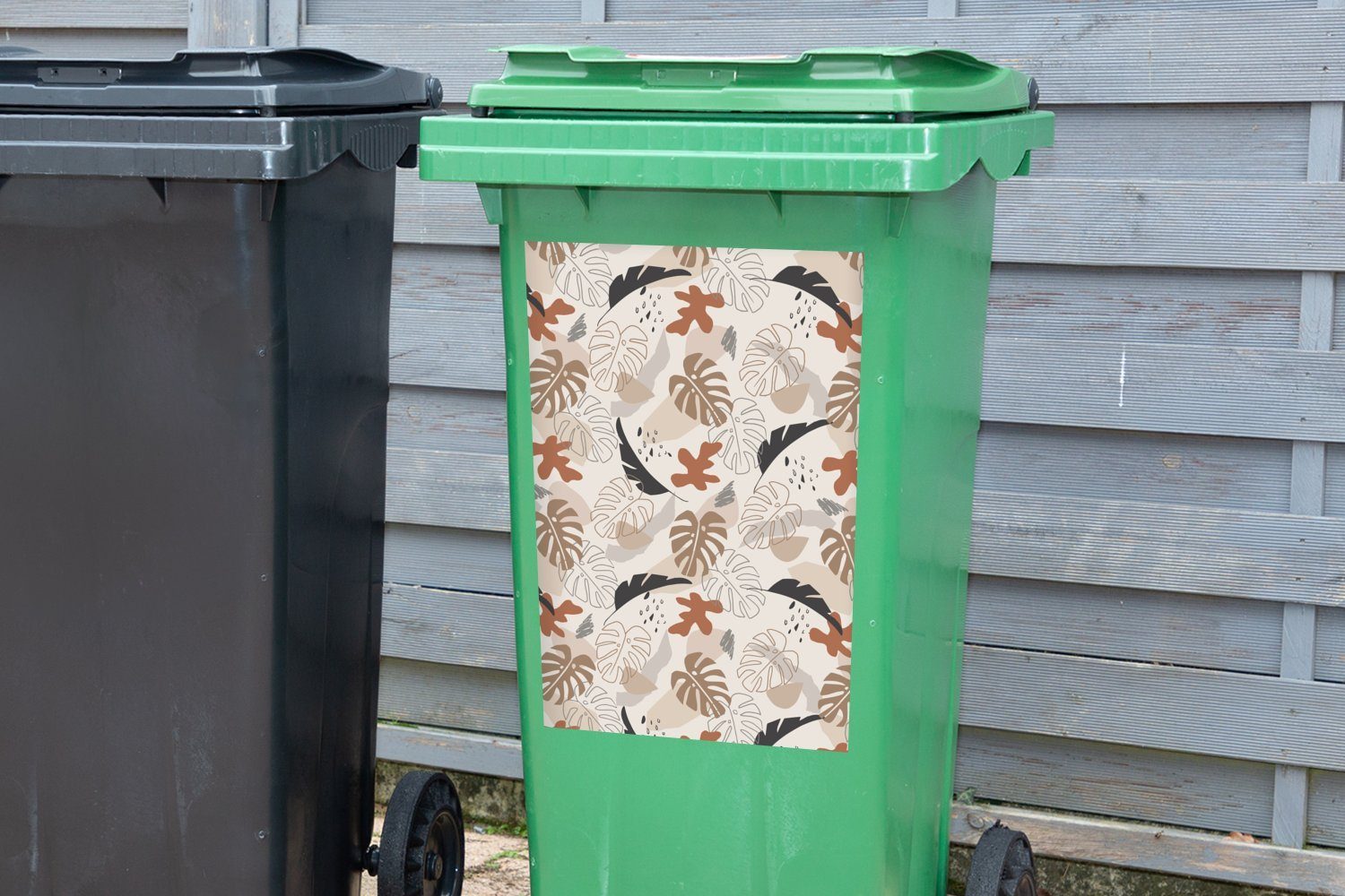 MuchoWow Wandsticker Sommer - Container, Mülltonne, - (1 Pastell Abfalbehälter St), Sticker, Blätter Mülleimer-aufkleber