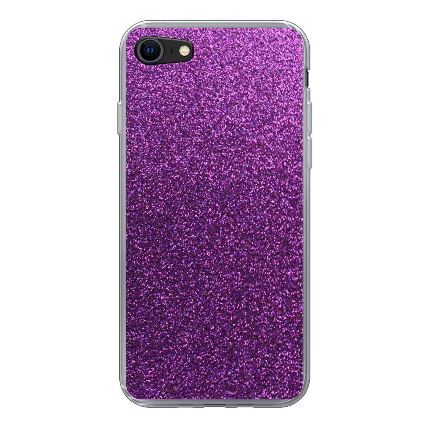 MuchoWow Handyhülle für Apple iPhone 8 Glitzer - Rosa - Design - Abstrakt, Smartphone-Bumper, Print, Handy Schutzhülle Dünn
