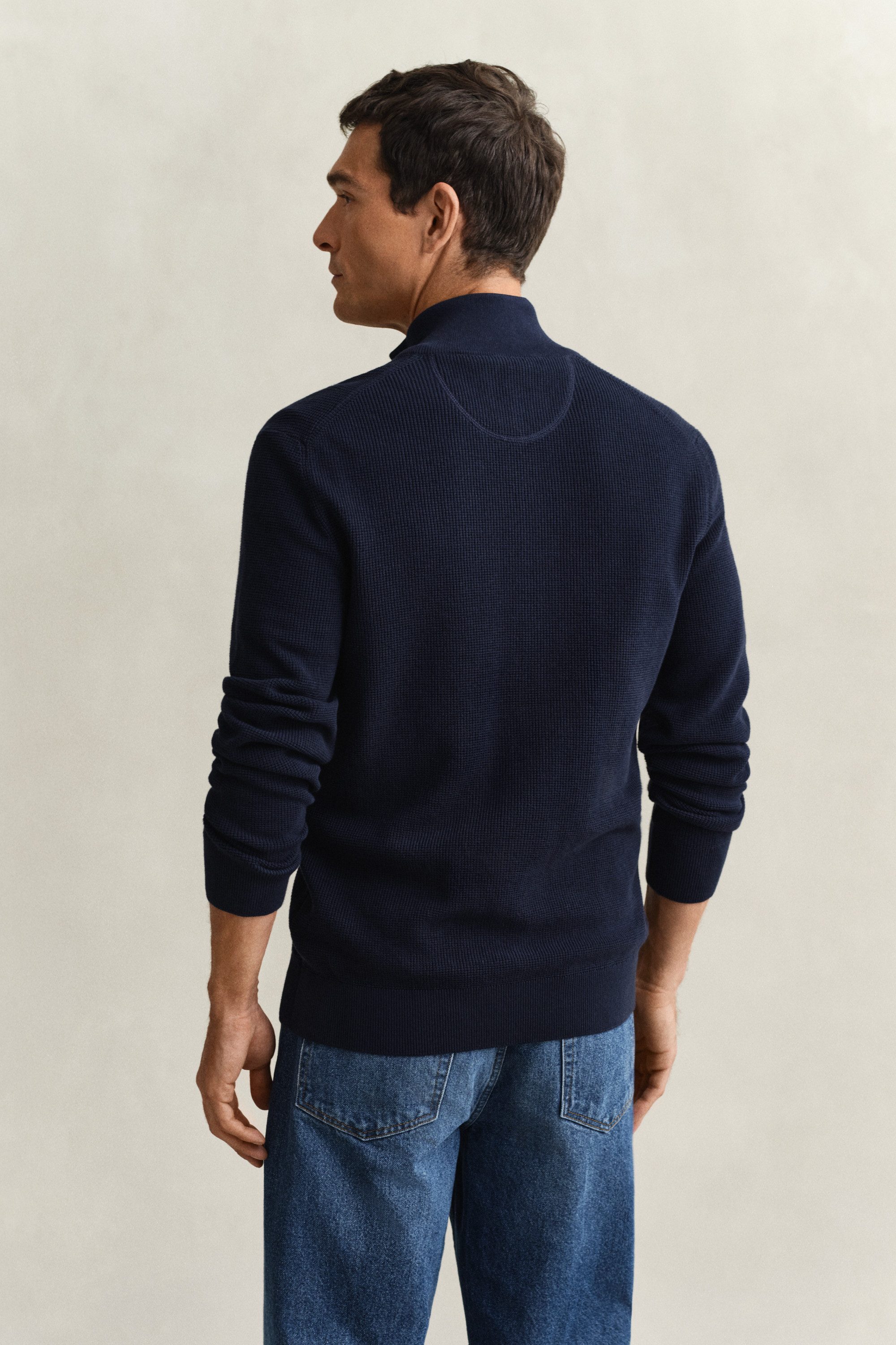 Gant Strickjacke MICRO TEXTURED COTTON ZIP Regular fit mit Stehkragen günstig online kaufen