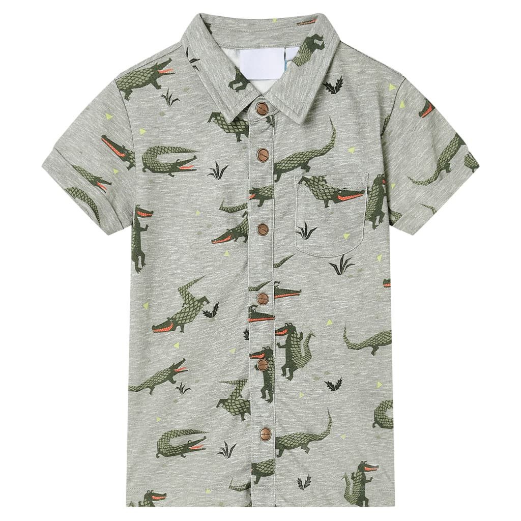 vidaXL Kurzarmhemd Kinderhemd Helles Khaki Melange 116