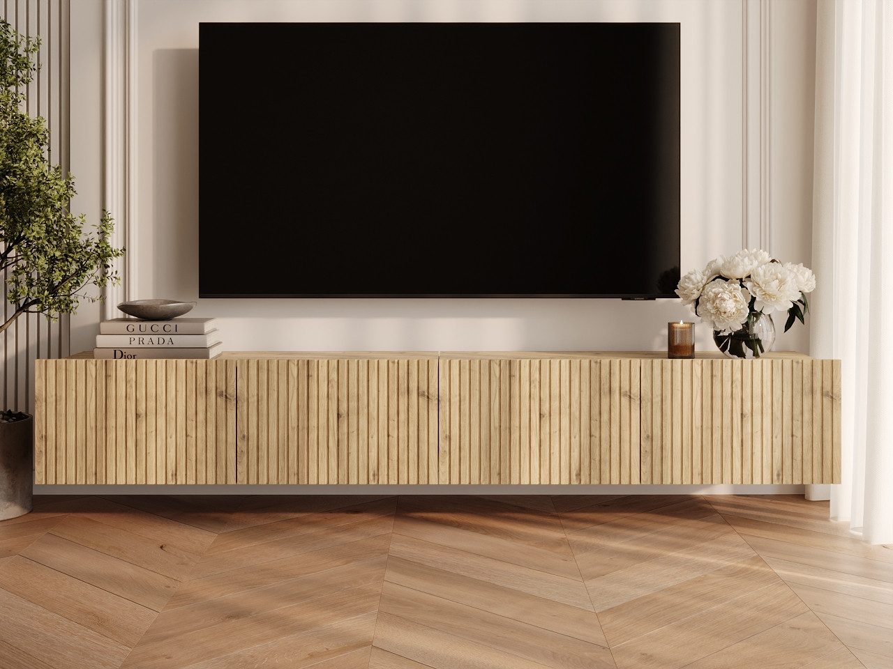 GrainGold TV-Schrank Kioto (Set, TV-Schrank) Soft-Closing-System, Breite 200 cm, für das Wohnzimmer