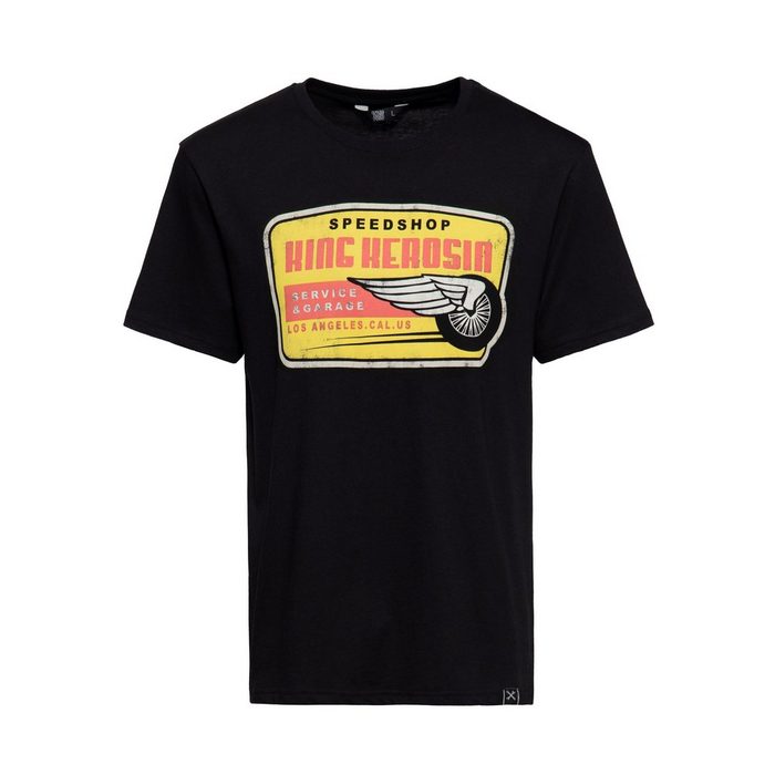 KingKerosin Print-Shirt Speedshop (1-tlg) Front Print im Retro Garage Look