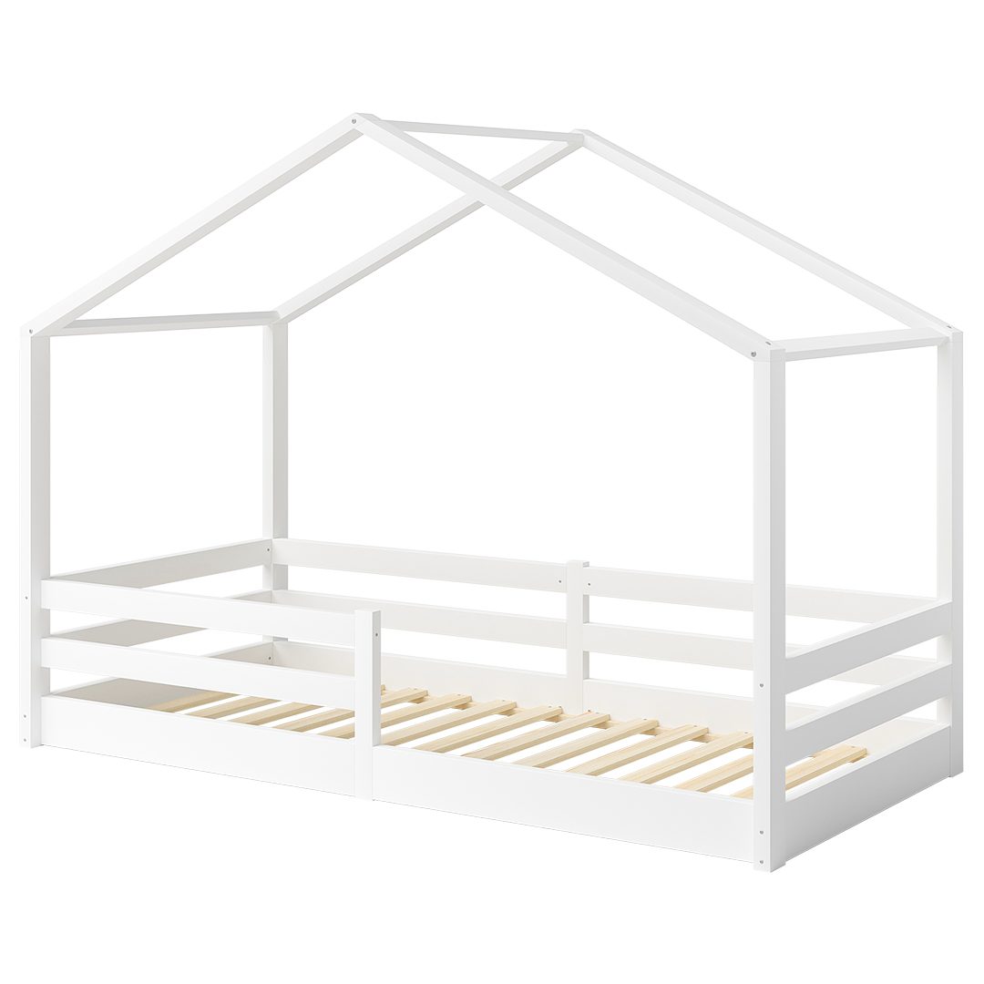 Bellabino Hausbett Abia mit Lattenrost und Rausfallschutz, 90x200 cm (weiß, günstig online kaufen