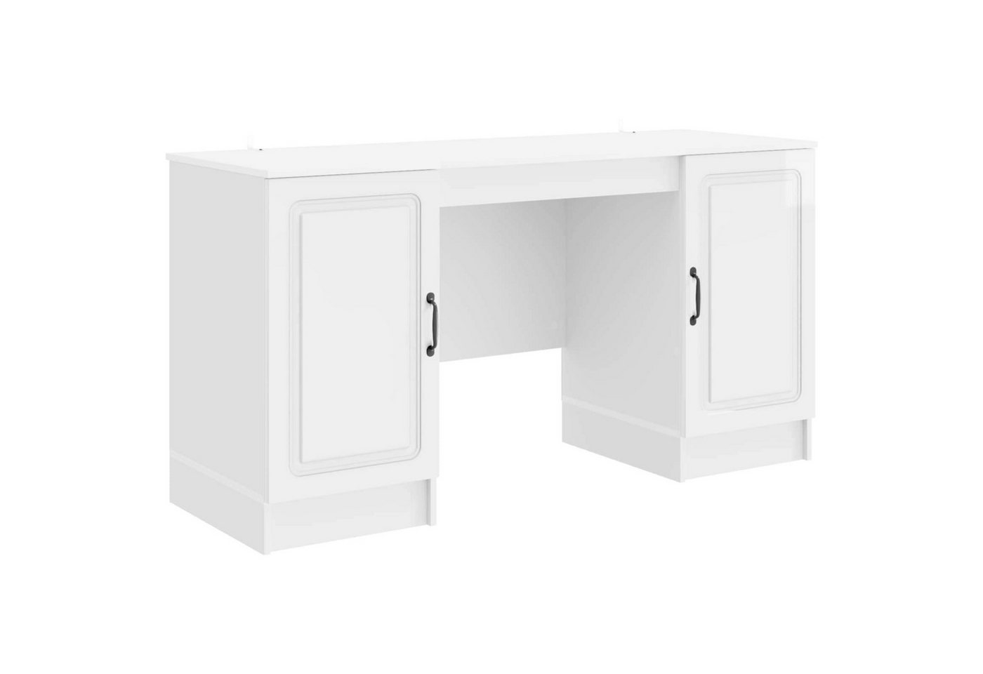 vidaXL Schreibtisch Schreibtisch Hochglanz Weiß 142,5 x 50 x 75 cm Holzwerkstoff (1-St)