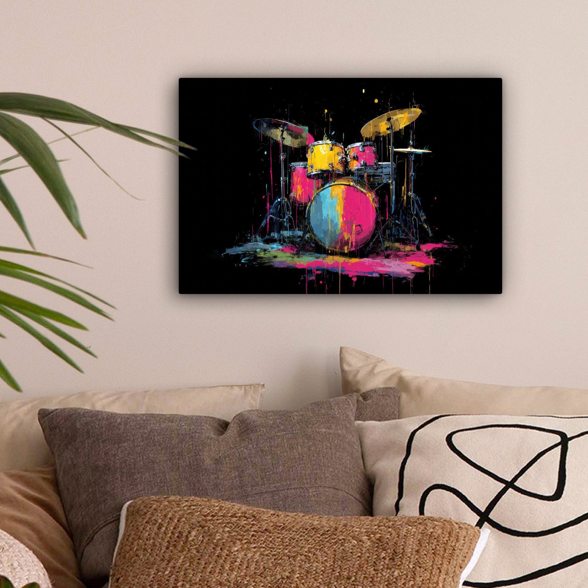 OneMillionCanvasses® Leinwandbild Schlagzeug - Bunt - Farbe - Lebendig, Fot günstig online kaufen