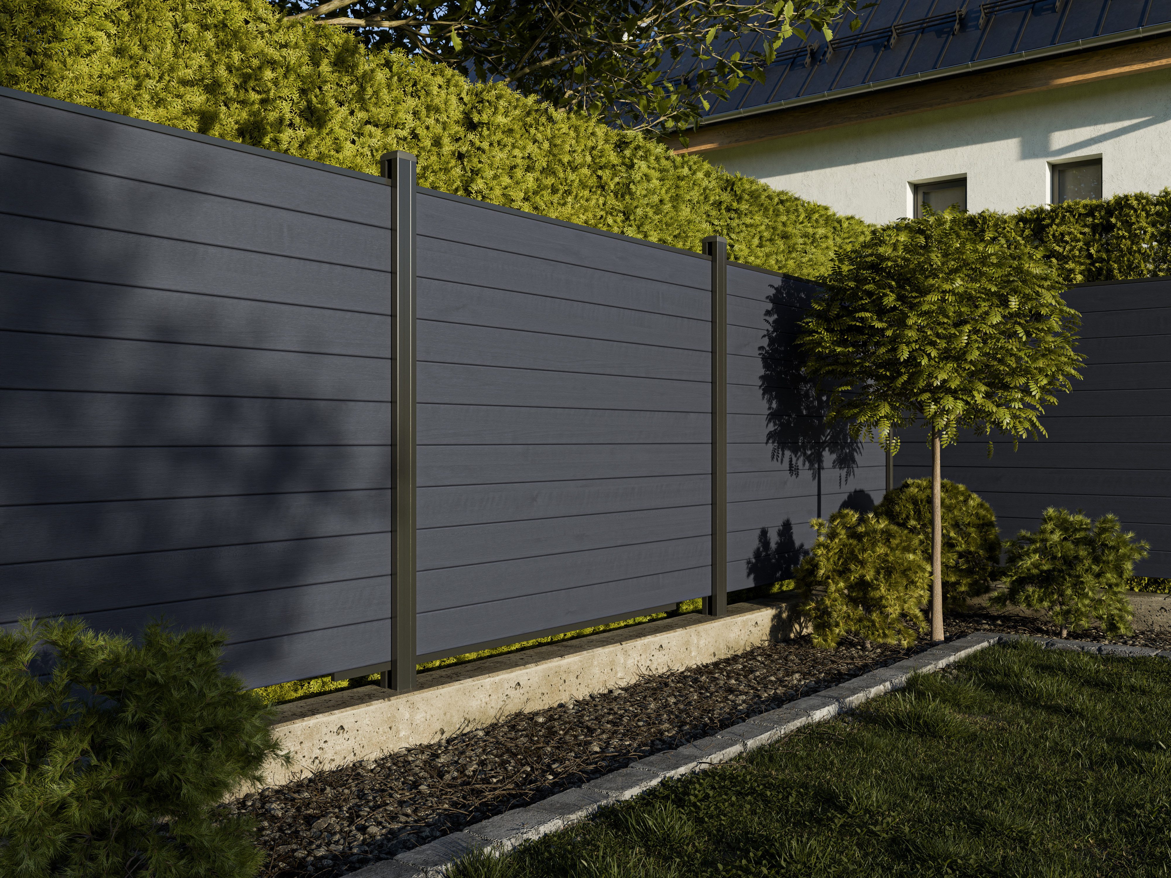 Belladoor Sichtschutzelement Belladoor WPC Sichtschutzzaun WPC Grau blickdicht