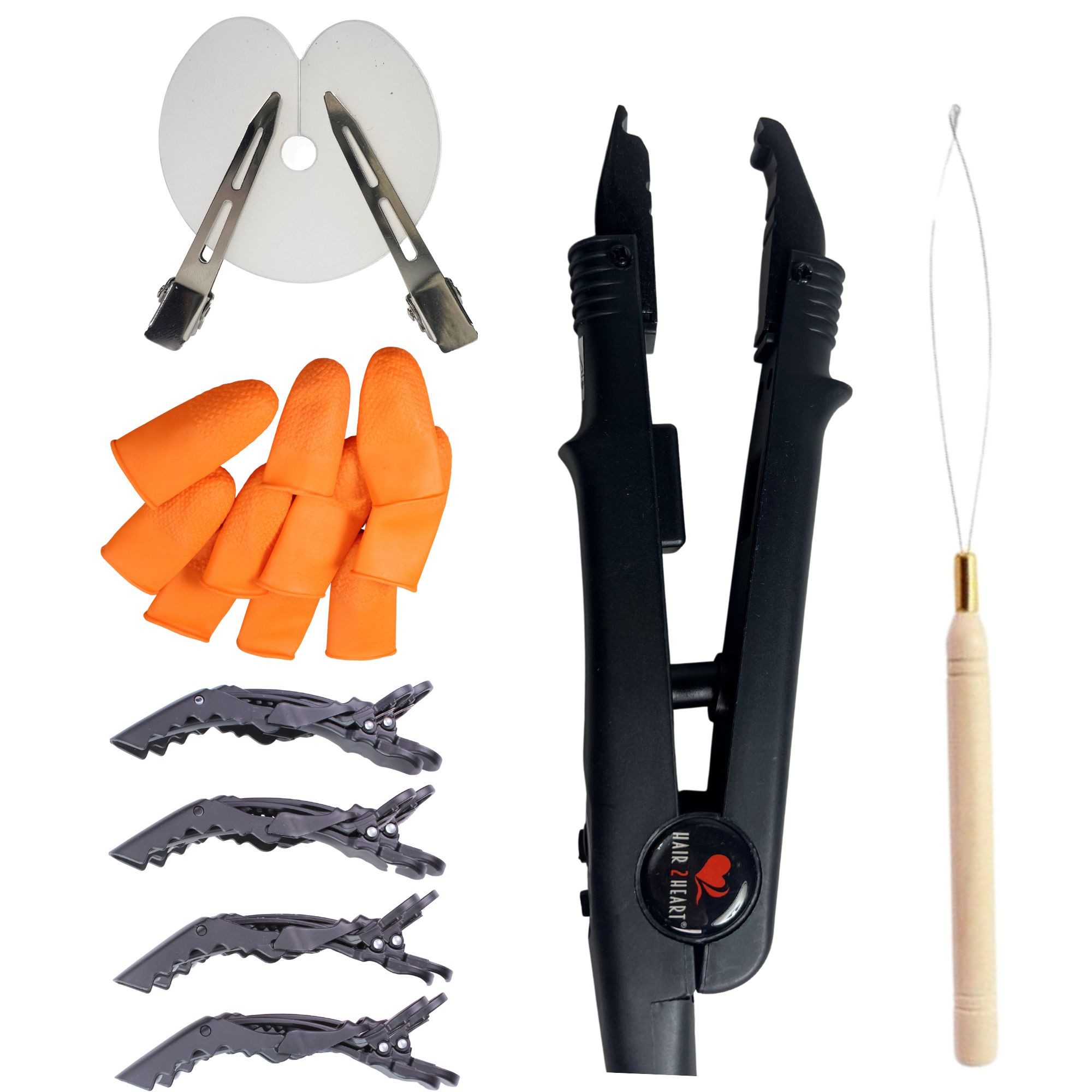 hair2heart Echthaar-Extension Starter Set für Bonding Extensions inklusive Wärmezange und Zubehör