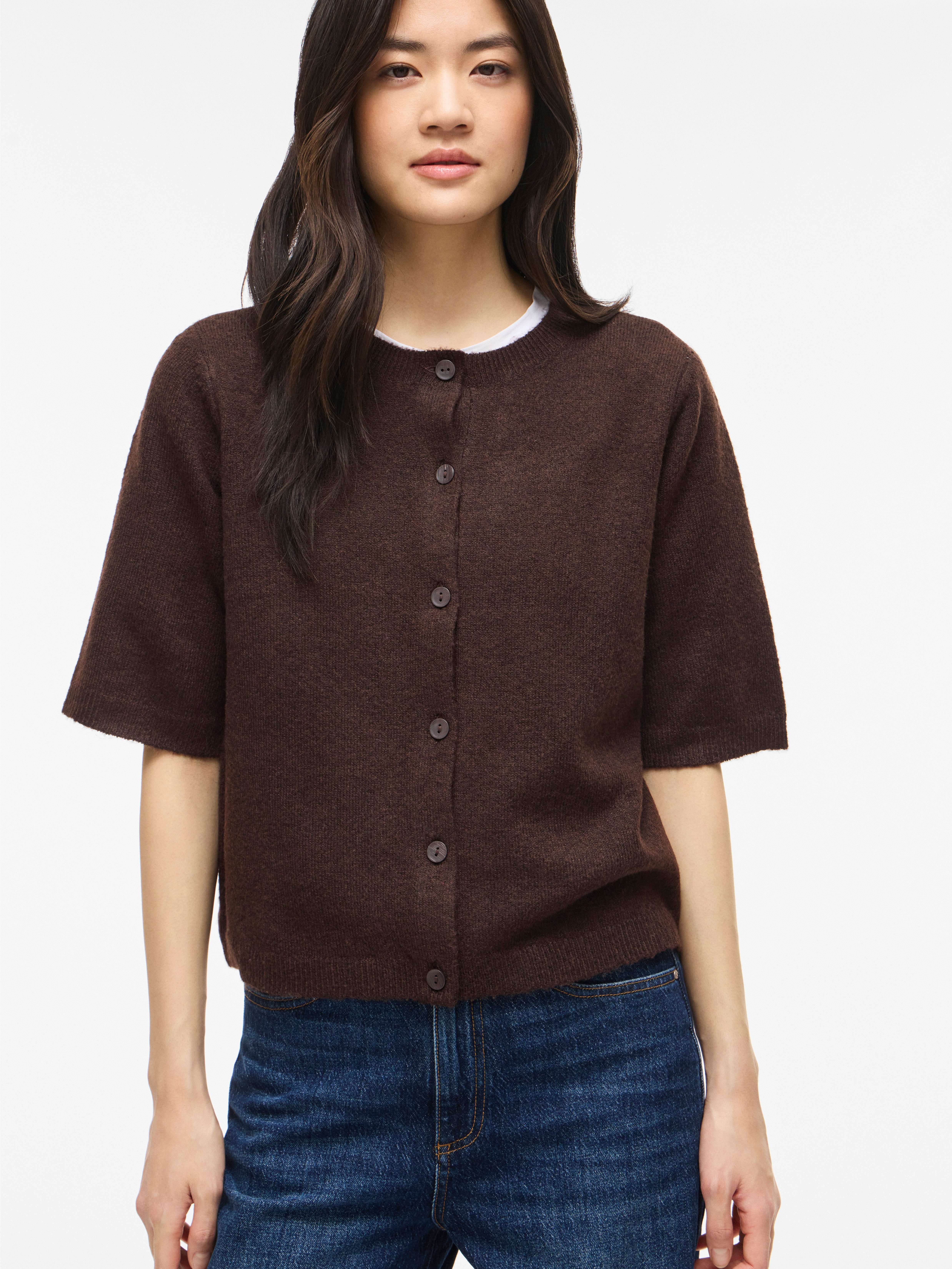 Vila Strickjacke VILIGA 2/4 O-NECK KNIT CARDIGAN - NOOS Materialmix, regular fit