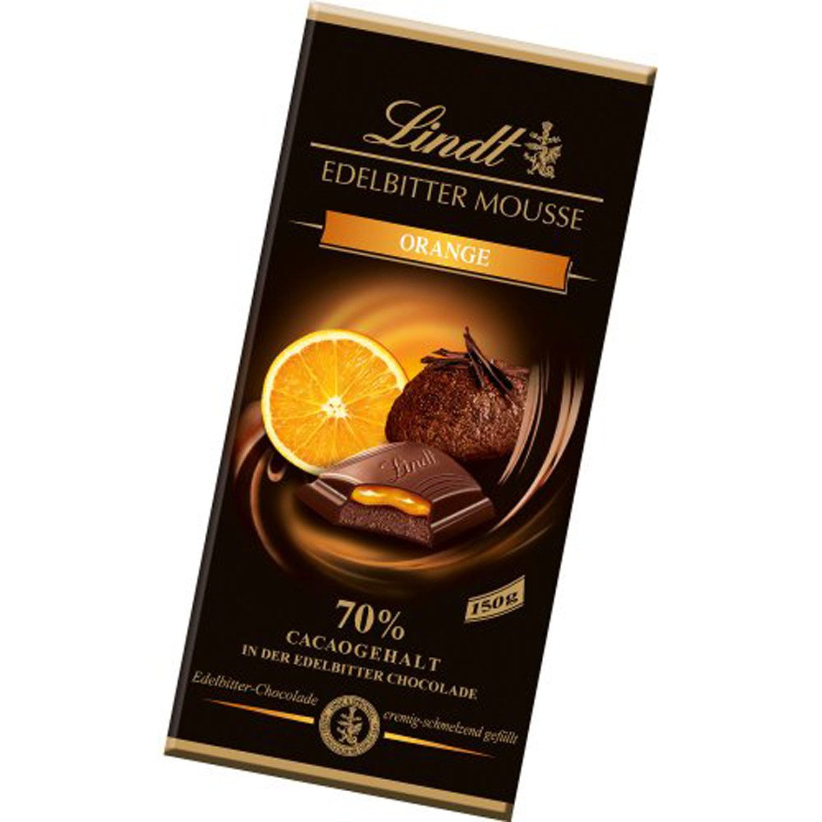 LINDT Schokolade, Lindt Edelbitter Mousse Orange mit der dunklen Mousse au Chocolat 150g
