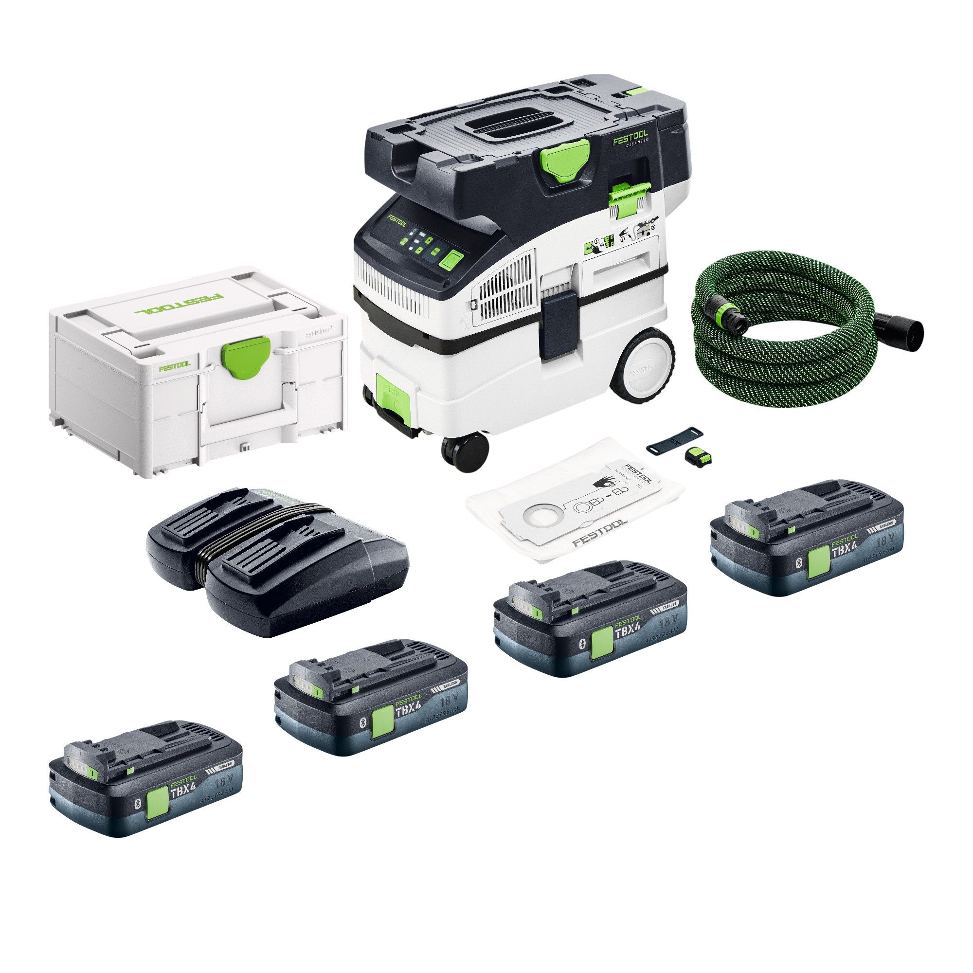 FESTOOL Akku-Handstaubsauger CTLC MIDI Akku Absaugmobil 36 V (2x 18 V) Staubkl. L + 4x Akku 4,0