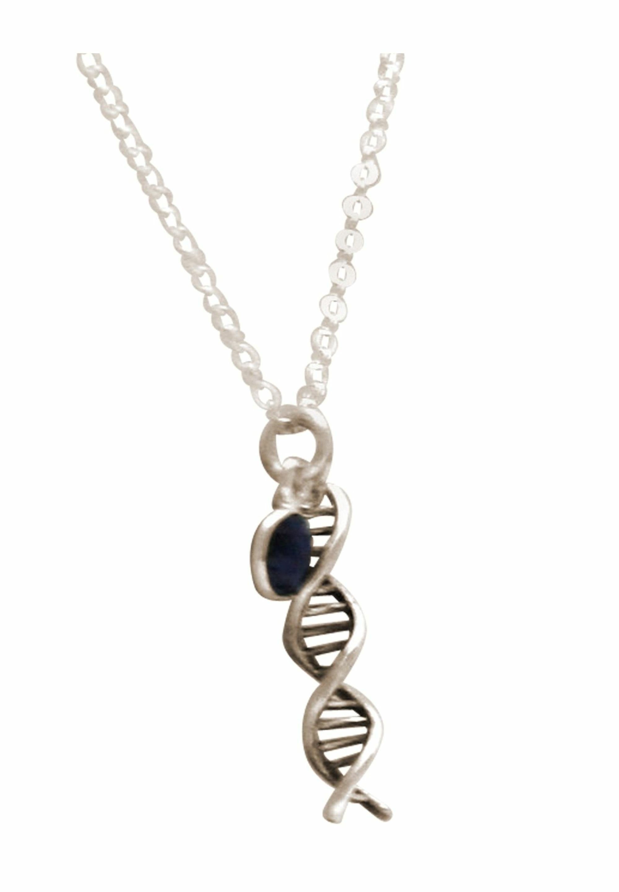 Gemshine Kette mit Anhänger Doppelt Saphir DNA coloured Molekül silver Helix Spiral 