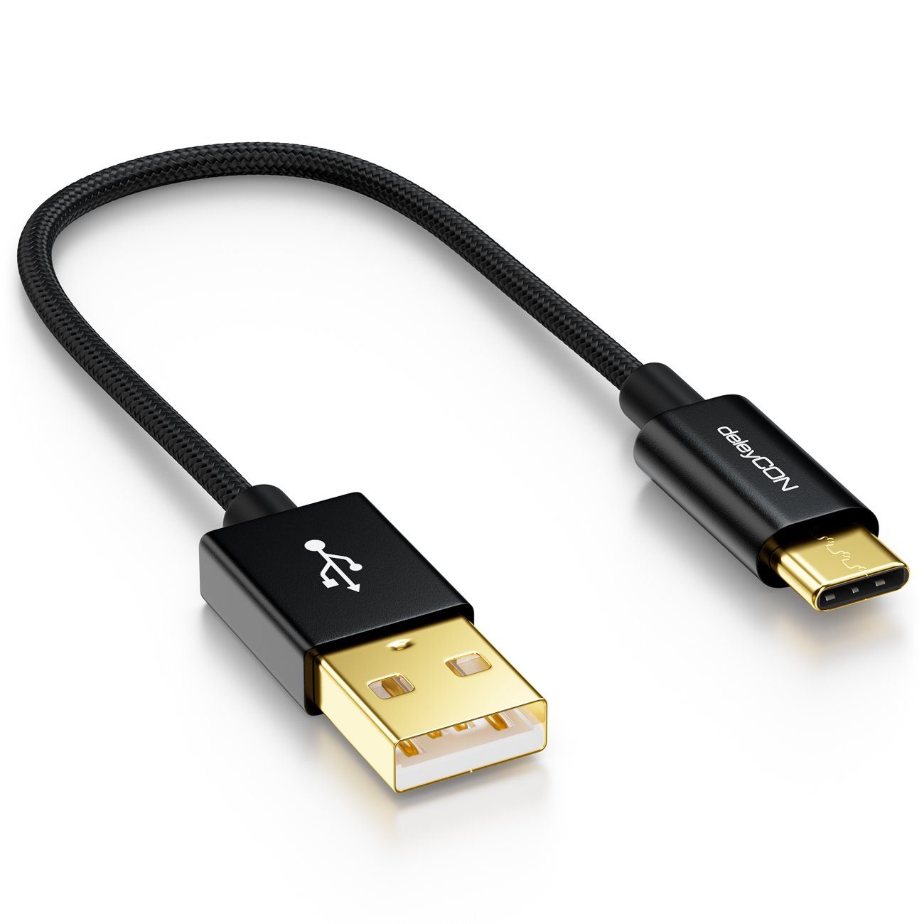 deleyCON »deleyCON USB C Kabel 0,15m Nylon + Metallstecker auf USB 2.0