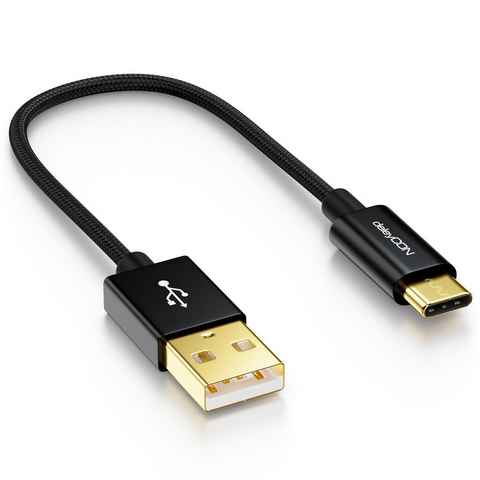 deleyCON deleyCON USB C Kabel 0,15m Nylon + Metallstecker auf USB 2.0 (Typ-A) Smartphone-Kabel