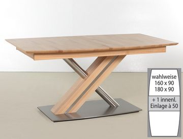 expendio Säulen-Esstisch Ataro C 1XL, Säulentisch Kernbuche lackiert massiv 160(210) x 90 cm