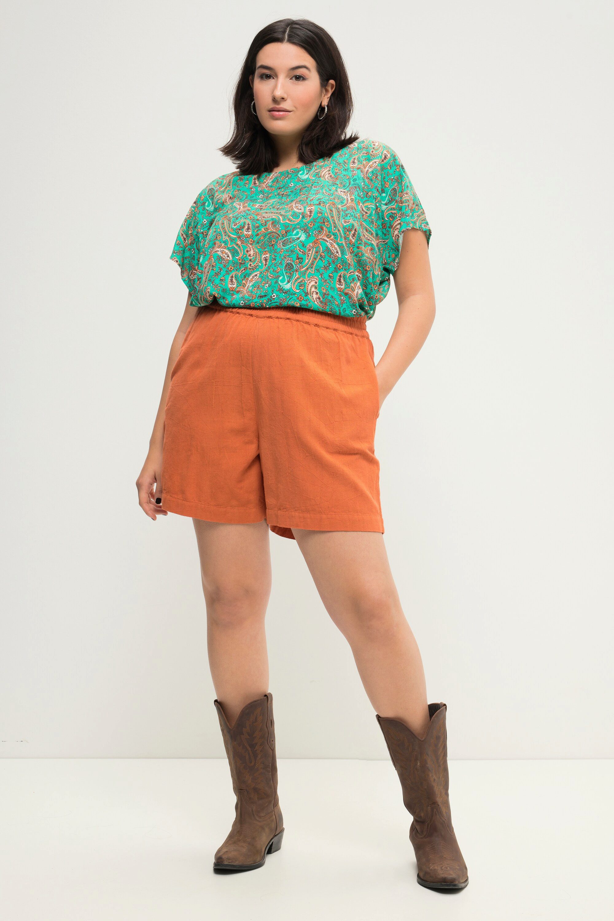 Studio Untold Shorts Leinenmix-Shorts Wide Legs HighWaist Elastikbund