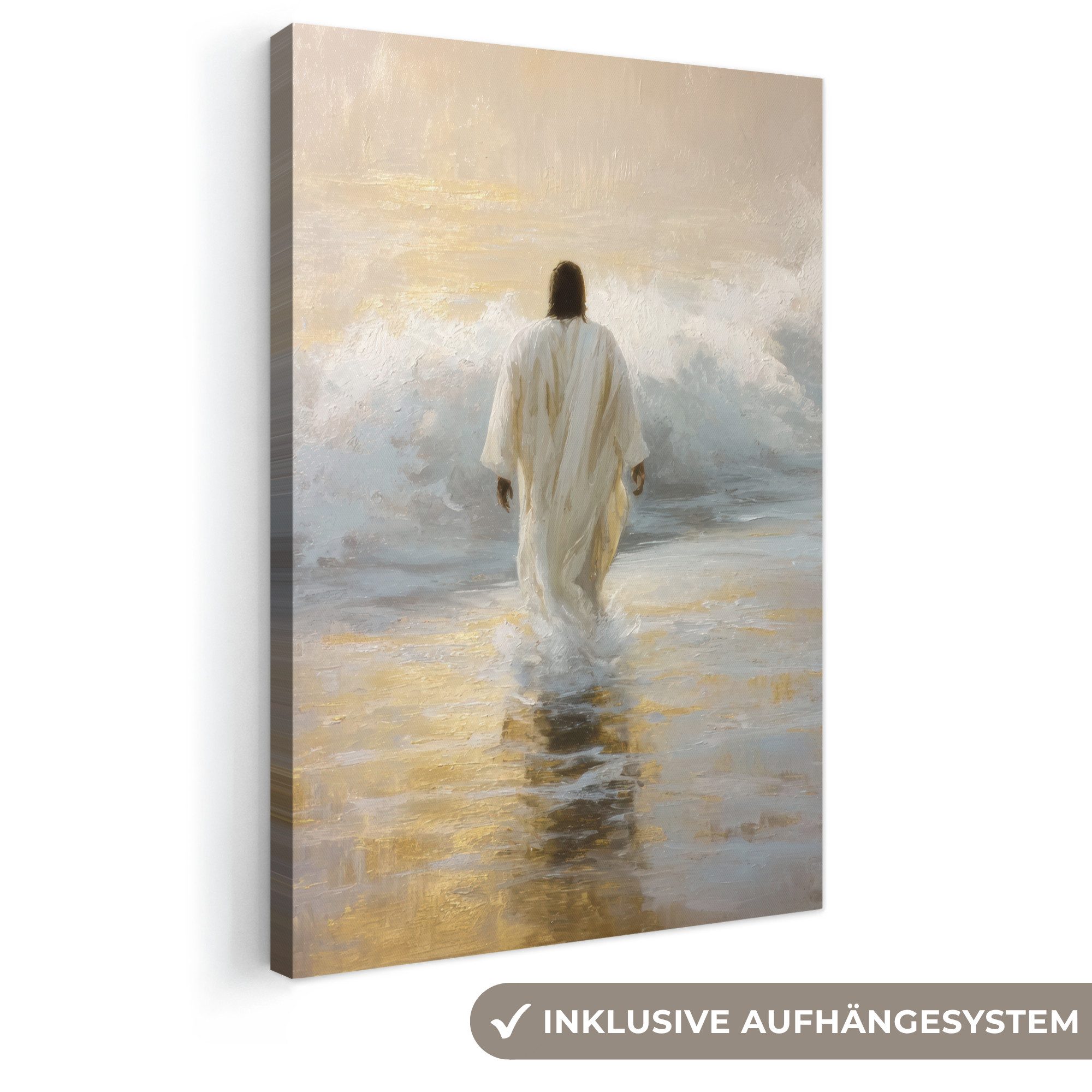 OneMillionCanvasses® Leinwandbild Kunstdrucke - Welle - Jesus - Abstrakt, Fotodruck (1 St), Leinwand Canvas Wandbild, Wanddekoration 20x30 cm