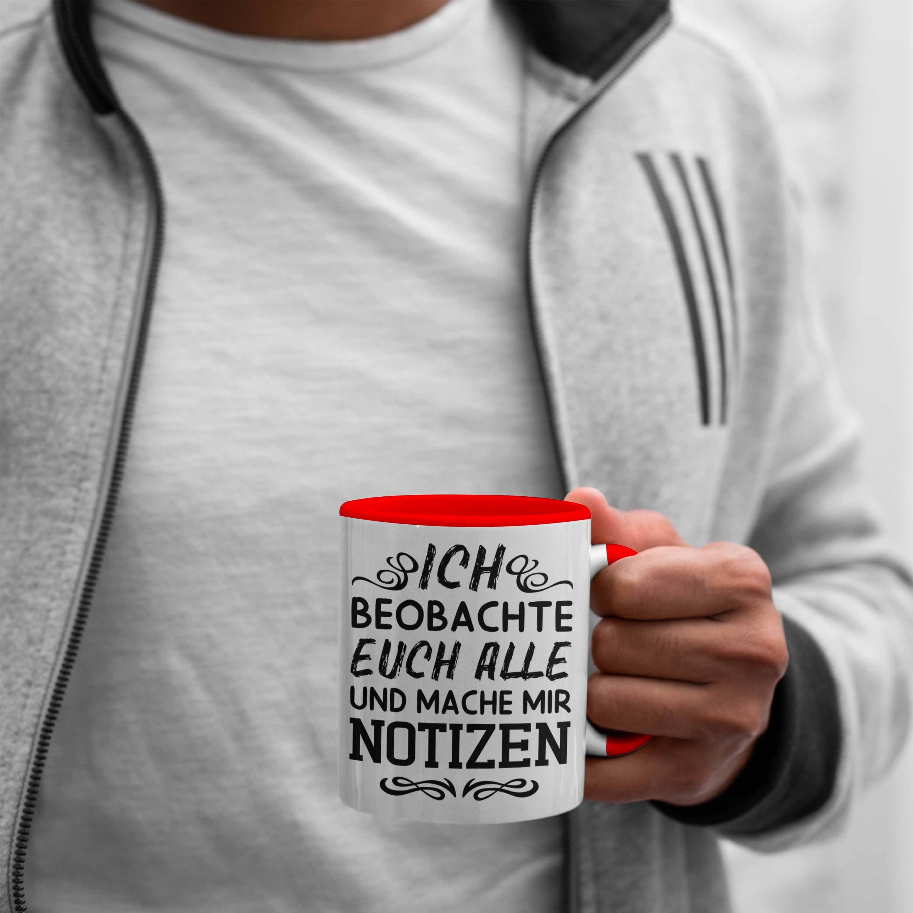 Kaffeetasse Kollege Geschenkidee Mir Trendation Notizen - Trendation Euch Beobachte Mache Arbeitskollegin Ich Tasse Geschenk Rot Alle Und Tasse