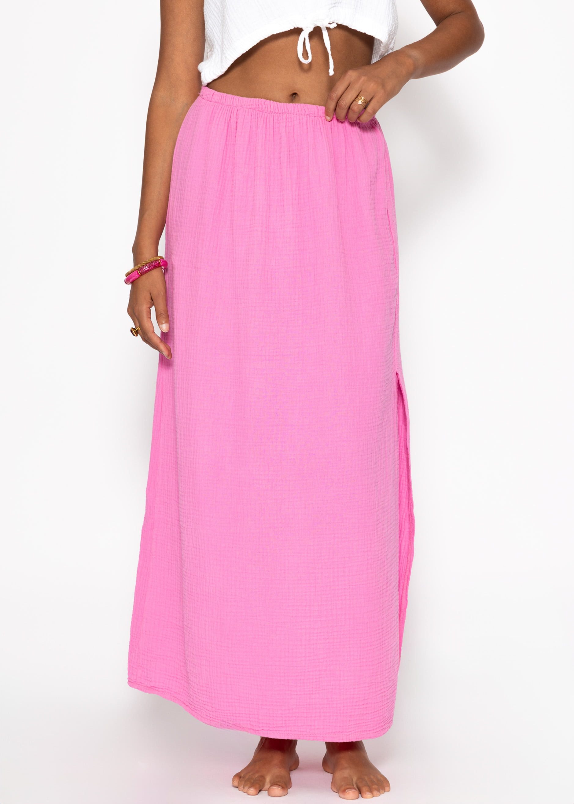 SASSYCLASSY A-Linien-Rock Maxi Musselin Rock mit Schlitz für Damen Maxirock günstig online kaufen