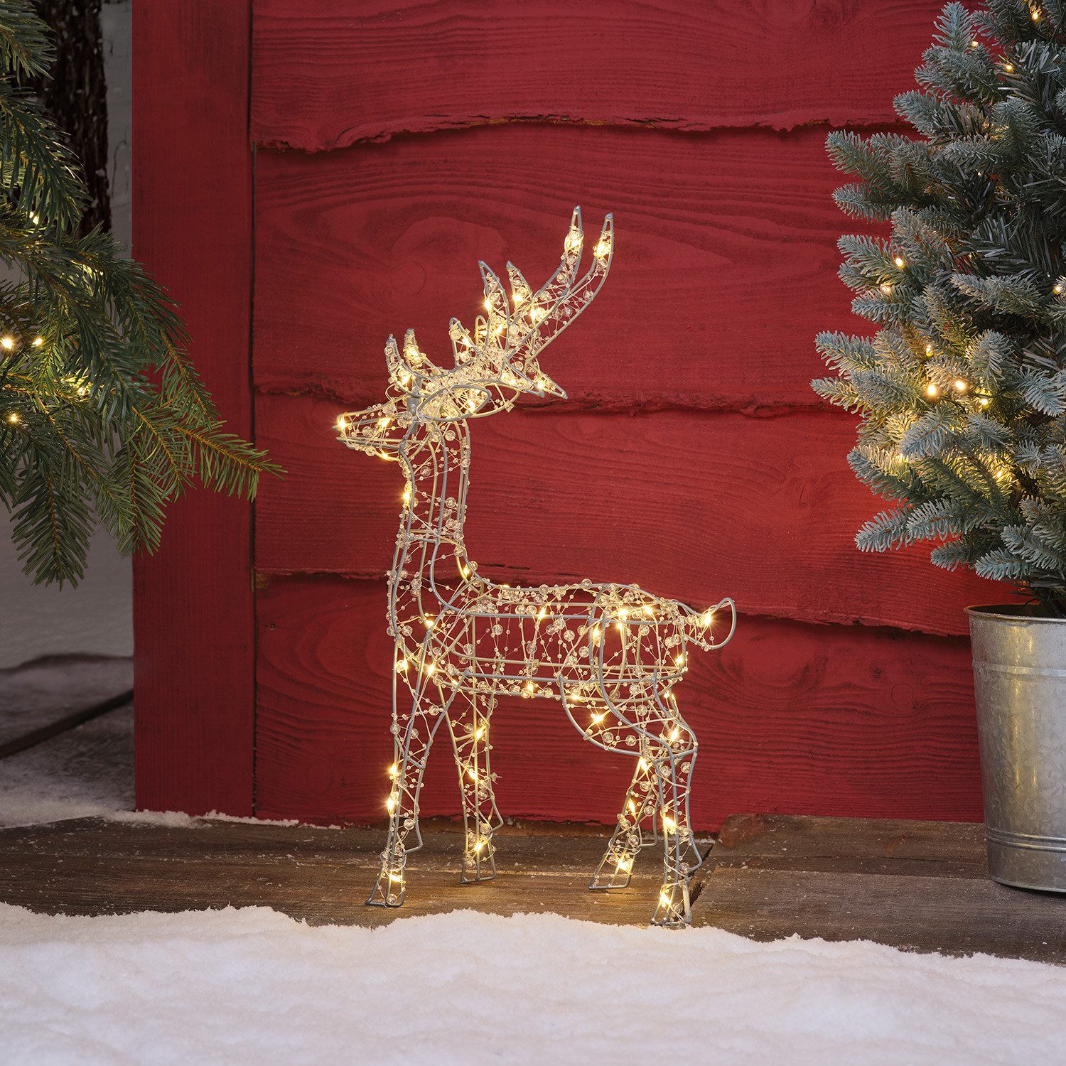 Lights4fun LED Dekofigur Batteriebetriebenes Mikro-LED-Rentier Hirsch für d günstig online kaufen