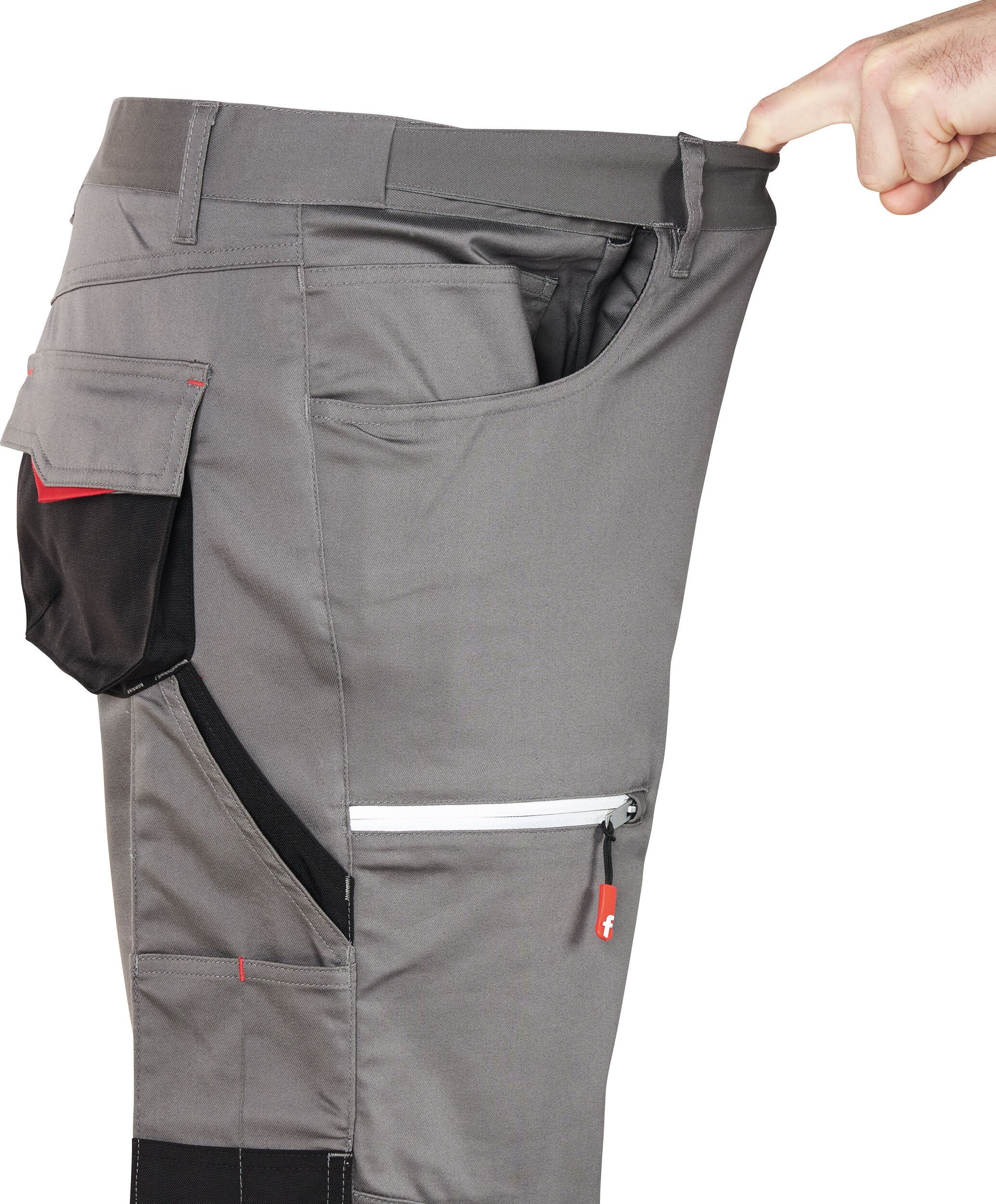 fortis Arbeitsbundhose Herren-Bundhose Flex grau/schwarz/rot