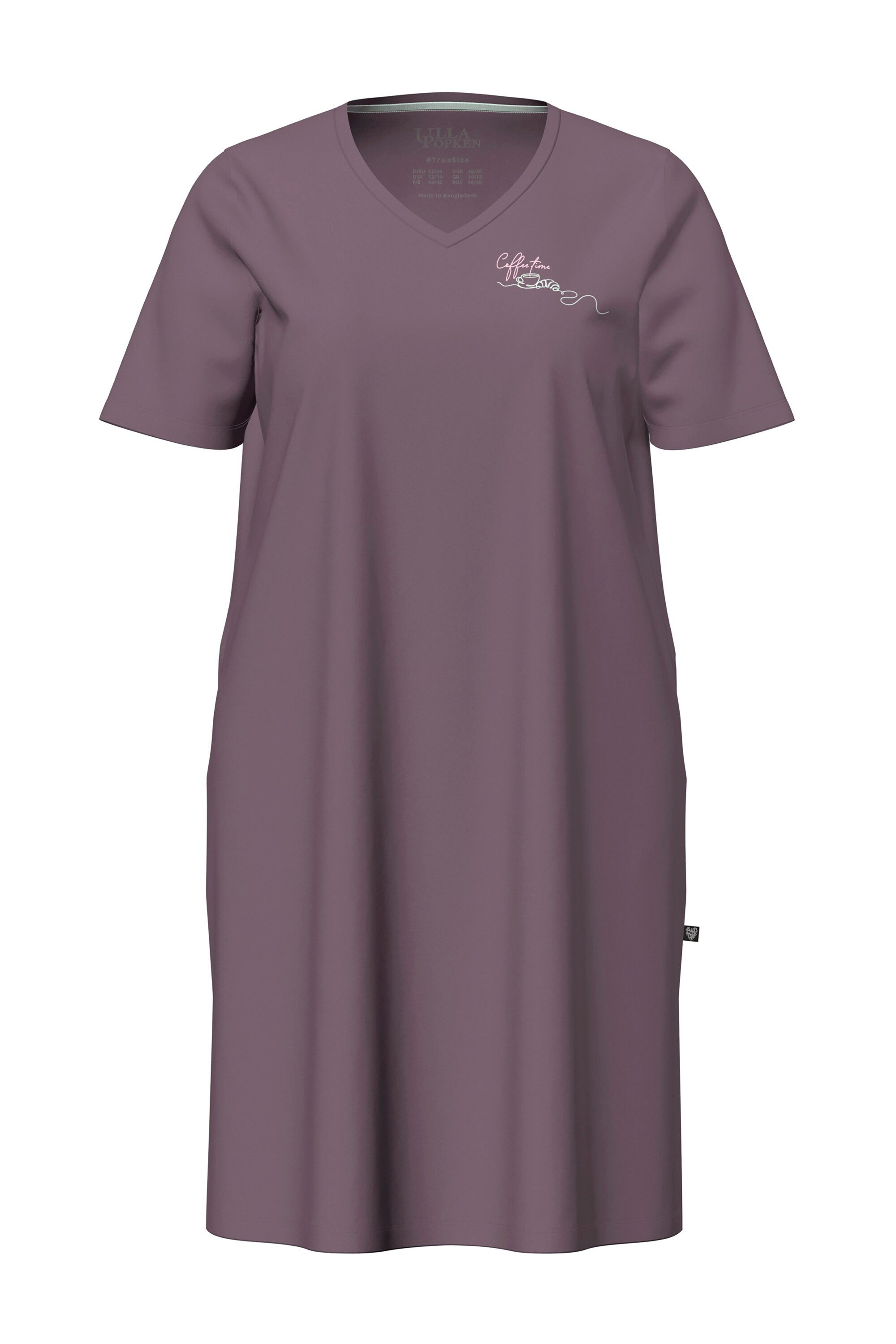 Ulla Popken Bigshirt Bigshirt Coffee Time V-Ausschnitt Halbarm – Bild 2 von 5