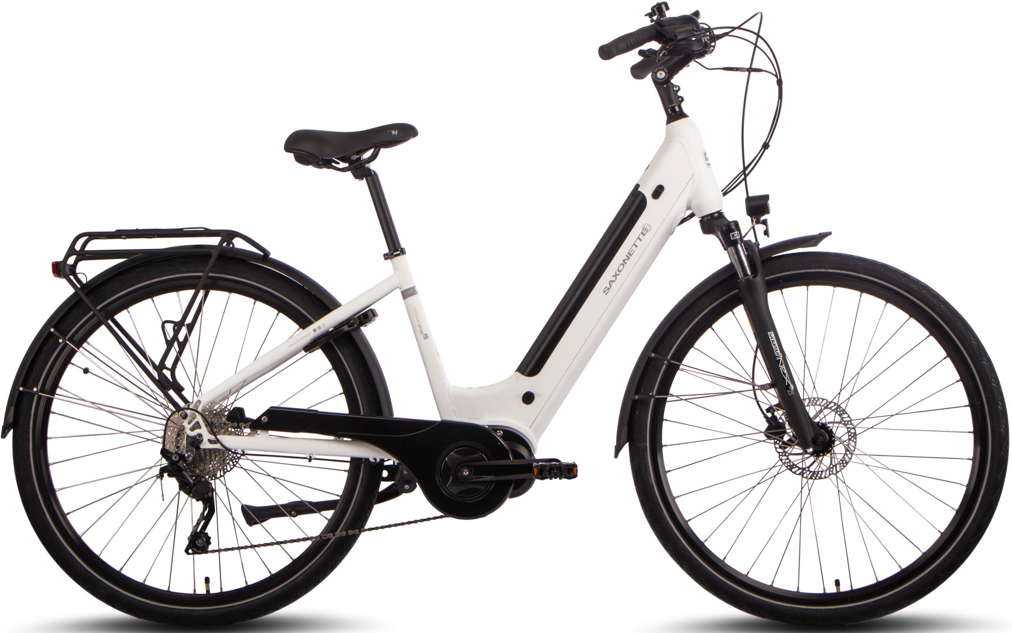 SAXONETTE E-Bike Premium Sport (Wave), 10 Gang, Kettenschaltung, Mittelmotor, 522 Wh Akku