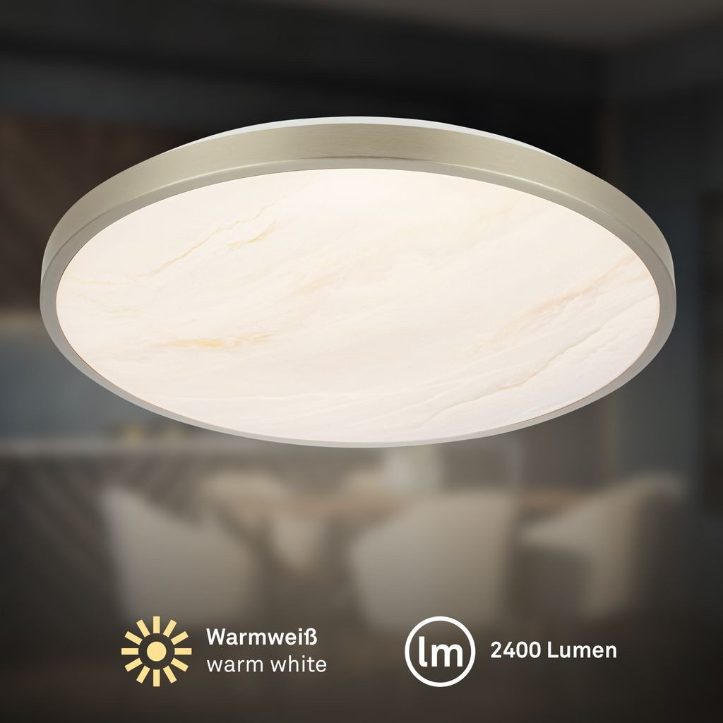 Briloner Leuchten LED Deckenleuchte LED Deckenlampe Dekorblende Alabaster Design, LED fest integriert, 3000K - Warmweiß, 33x6 cm, Wohnzimmer, Schlafzimmer, Flur, Küche