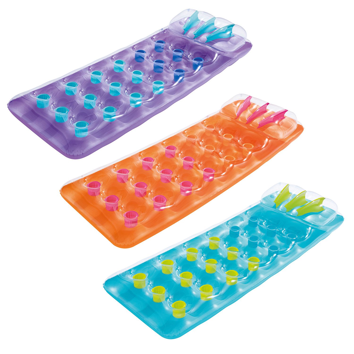 Bestway Badeinsel Summer Colors™ Deluxe, (Packung, 1-St., 175 x 63 x 26 cm), Inkl. integriertes Kopfkissen