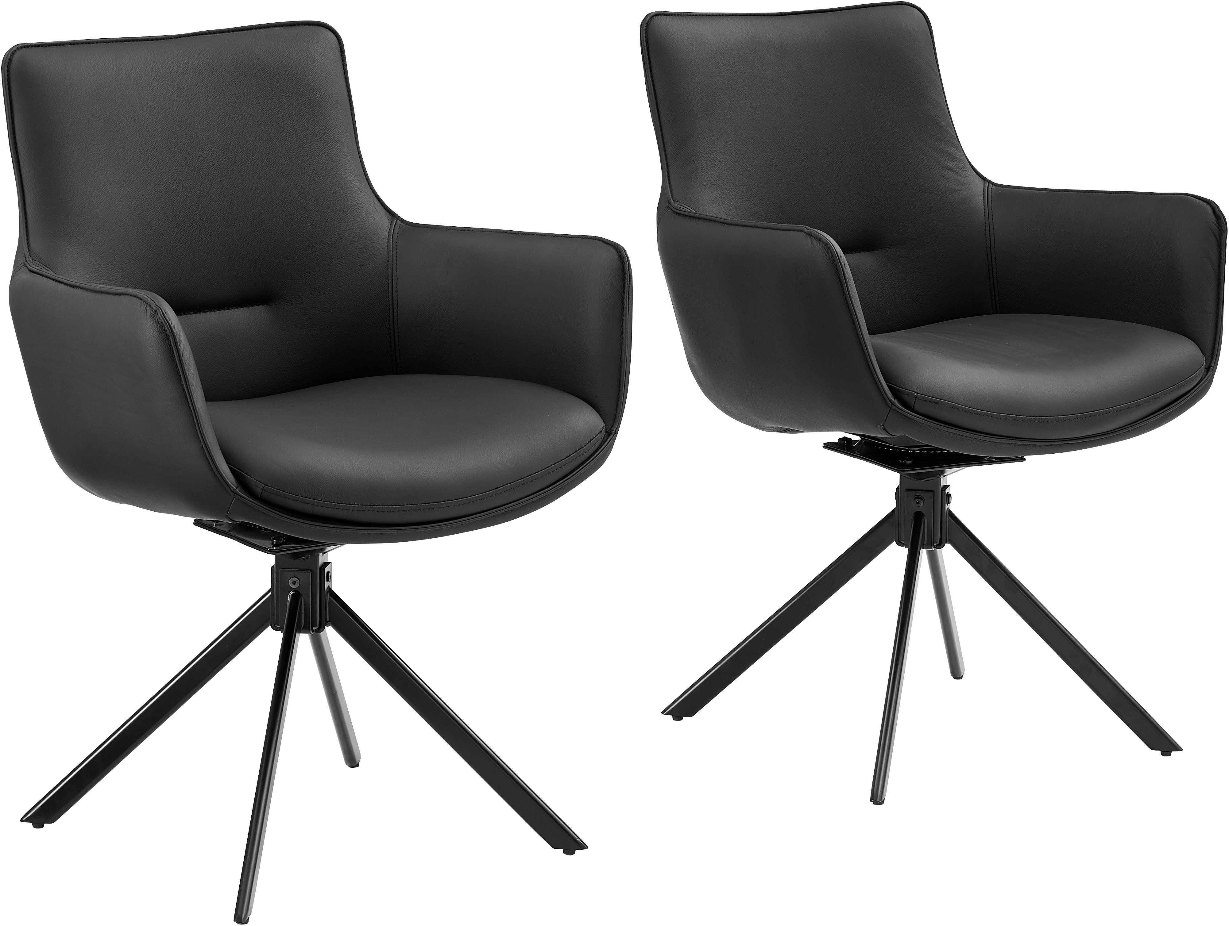 OTTO home Drehstuhl (Set, 2 St), Naturleder Bezug, 360° drehbares Gestell aus Eisen