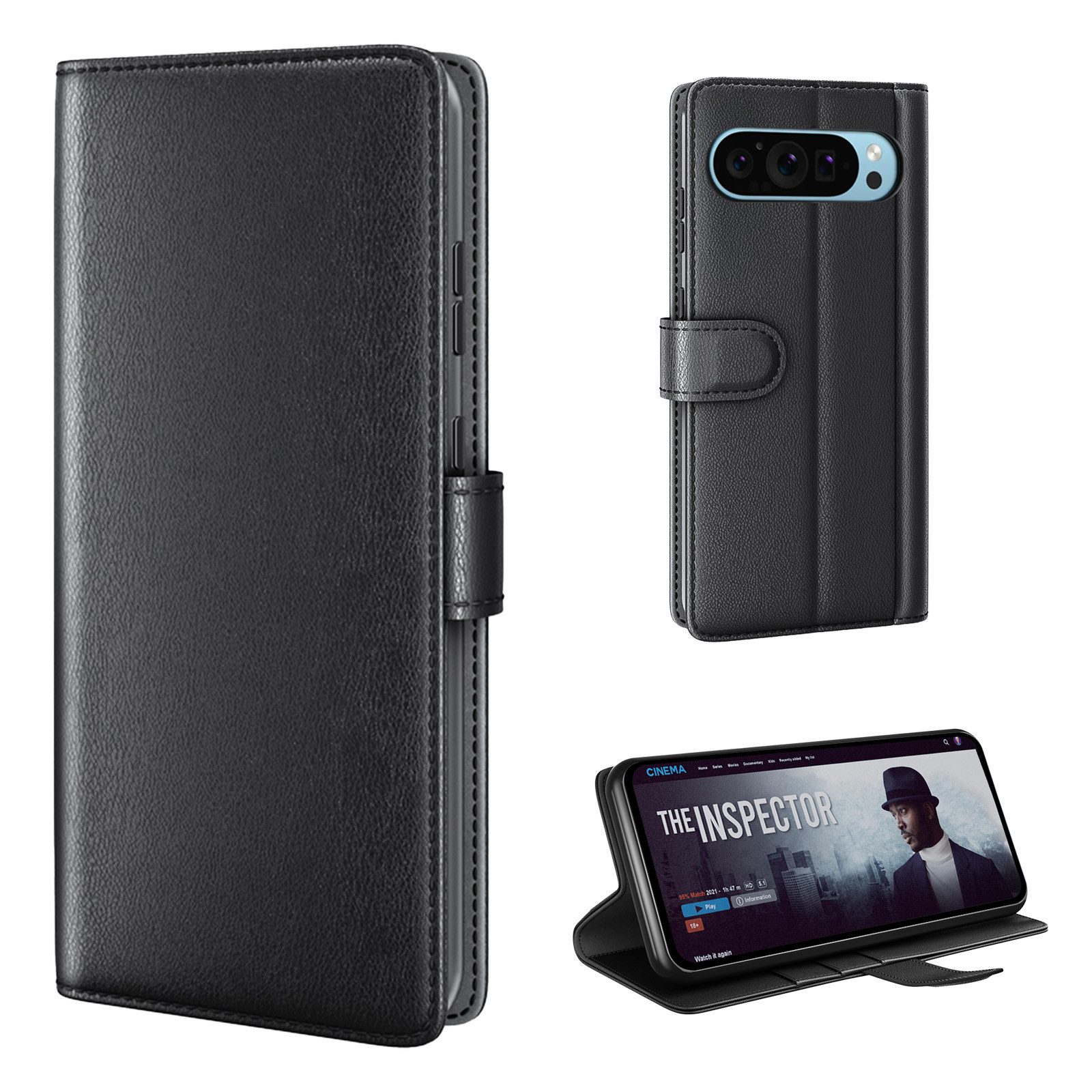 Tec-Expert Handyhülle Echtleder Hülle für Google Pixel 10 Pro 6.3 Zoll, 6.3", Cover Klapphülle Case mit Kartenfächern und Geldfach aufstellbar