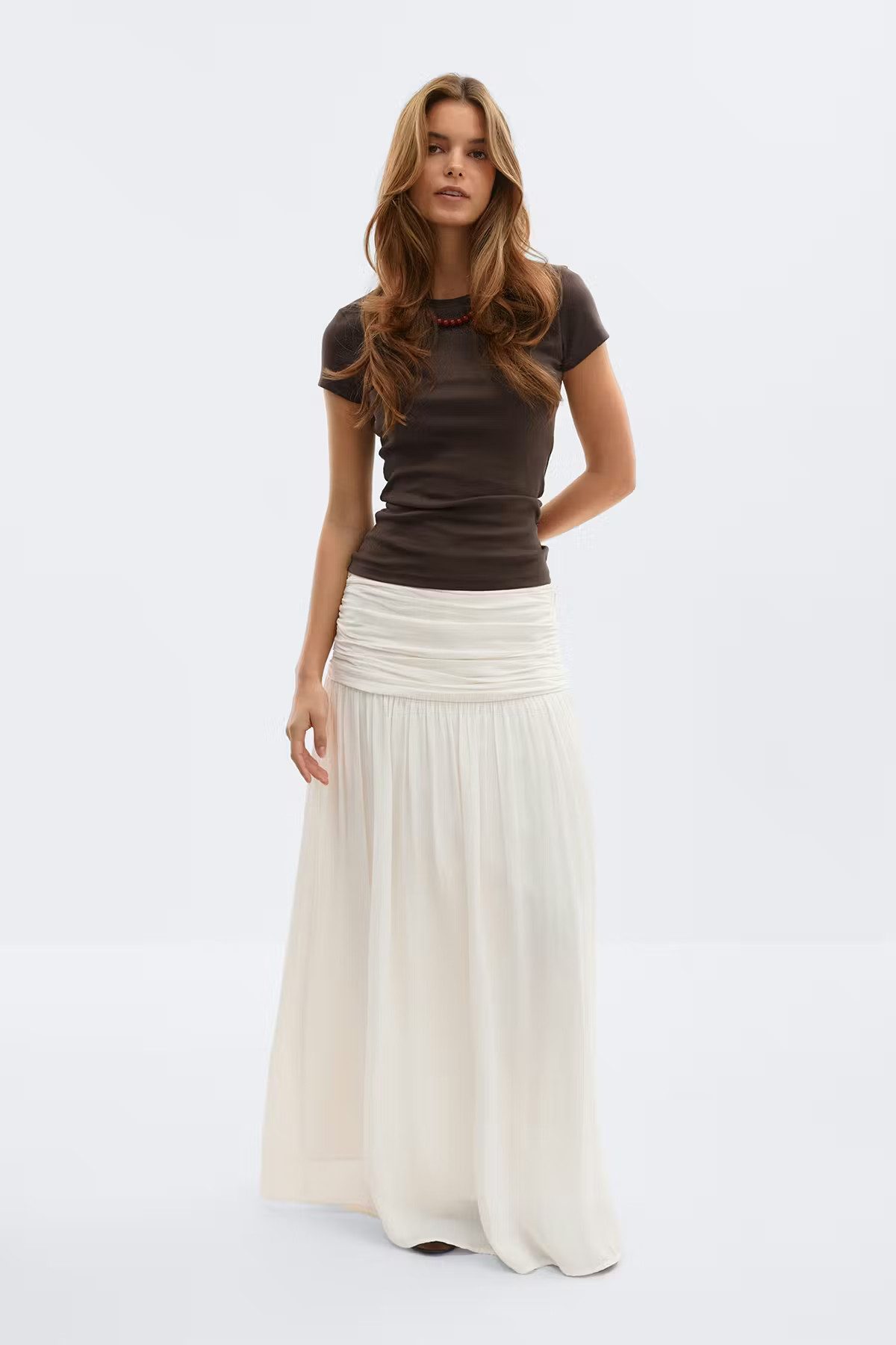 Gina Tricot Maxirock Dropped waist skirt - Rock Damen - Maxirock - Plisseerock