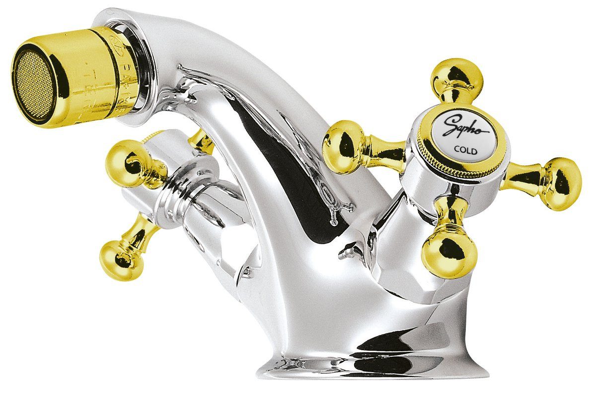 Sapho Bidetarmatur ANTEA Bidetarmatur mit Ablaufgarnitur, Chrom/Gold Sapho-3182