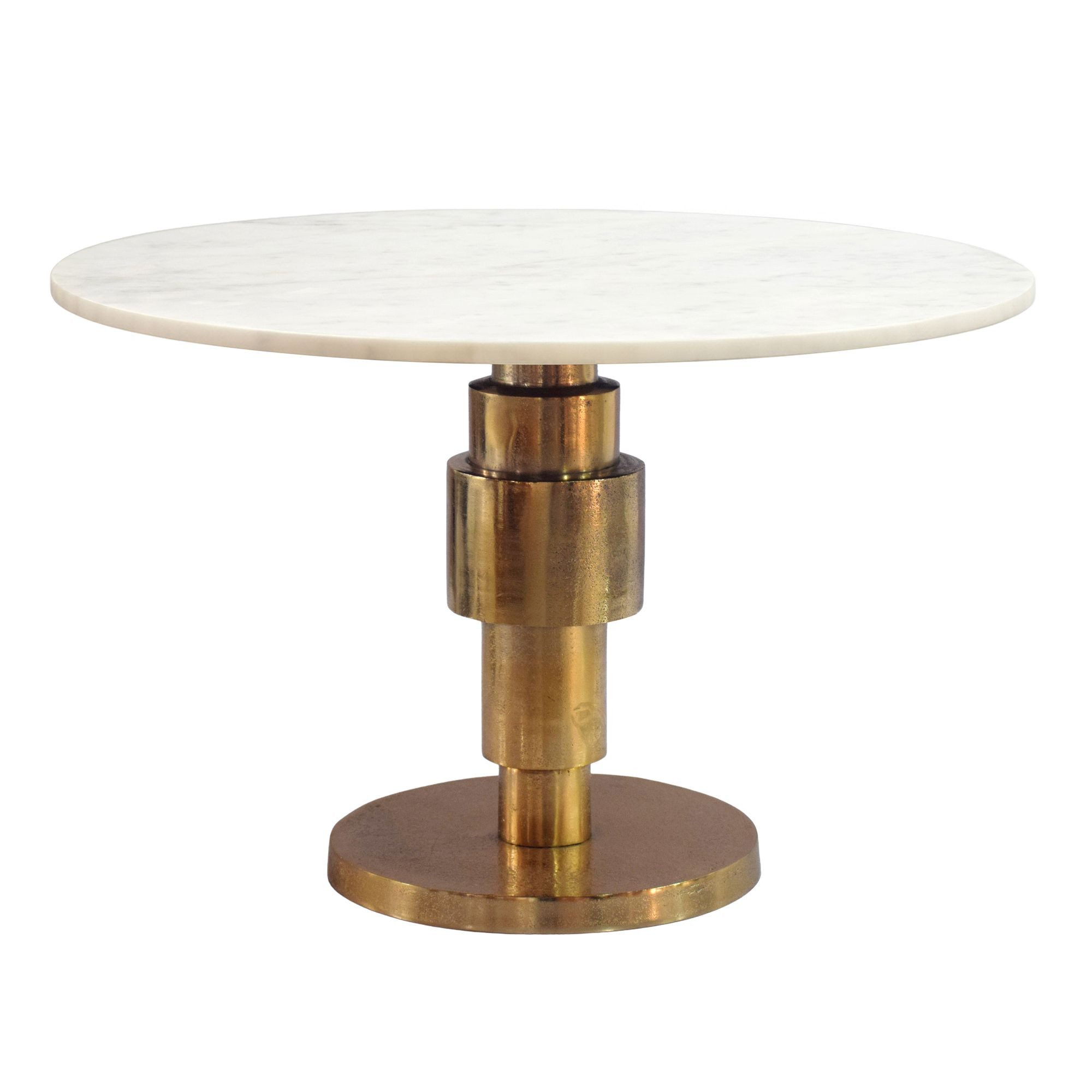 Wohnling Couchtisch WL7.372 60cm Marmor Weiß Sofatisch Beistelltisch Wohnzimmertisch Alu (Eleganter Mittelpunkt für moderne Wohnräume), Stilvoller Tisch mit hochwertiger Verarbeitung