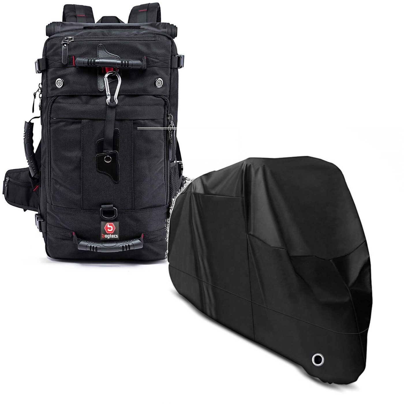 Reisetasche Set: Motorrad Rucksack HK4 Hecktasche 45Ltr in sw # mit Motorrad Abdec