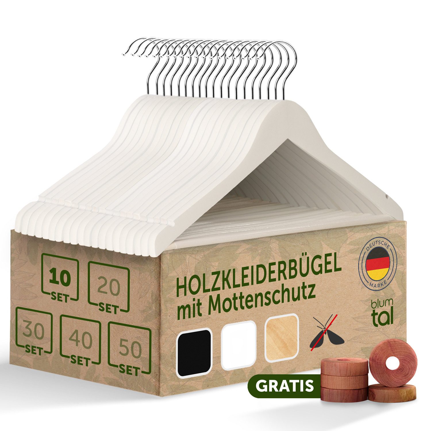 Kleiderbügel Rutschfest aus Holz mit Rockkerbe und Hosensteg